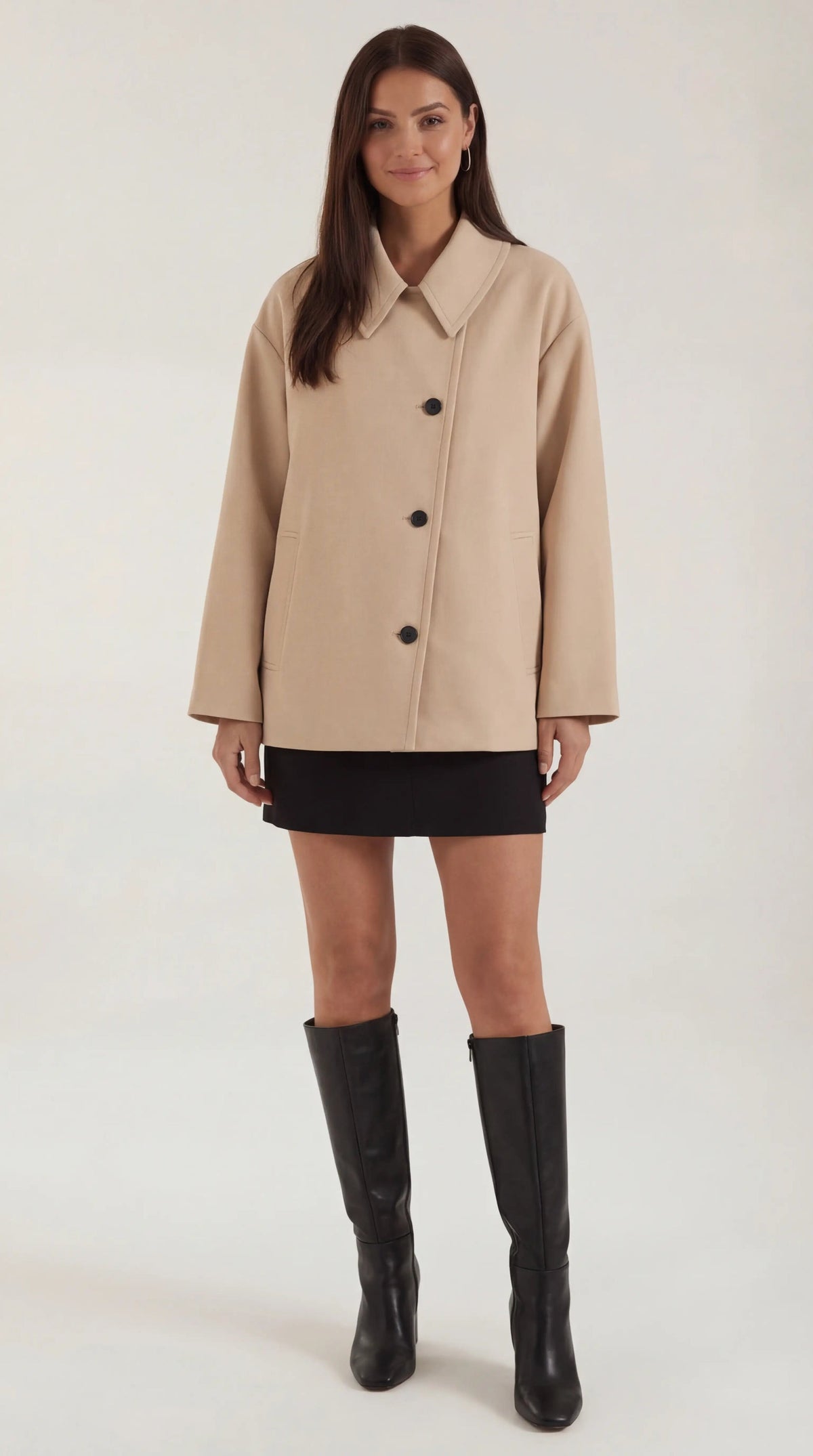 Mantel in Oversized-Schnitt mit asymmetrischer Knopfleiste für Damen