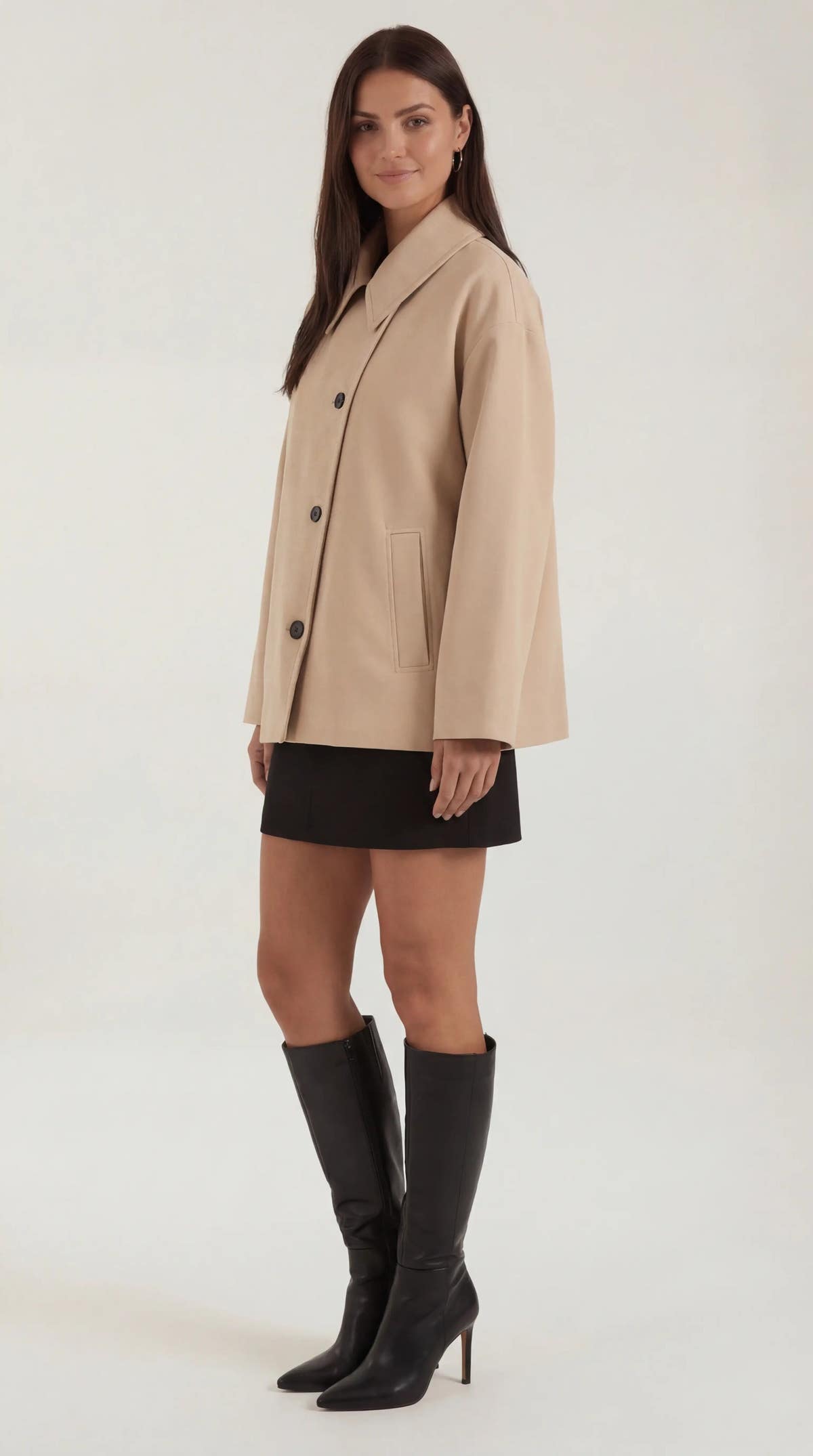 Mantel in Oversized-Schnitt mit asymmetrischer Knopfleiste für Damen