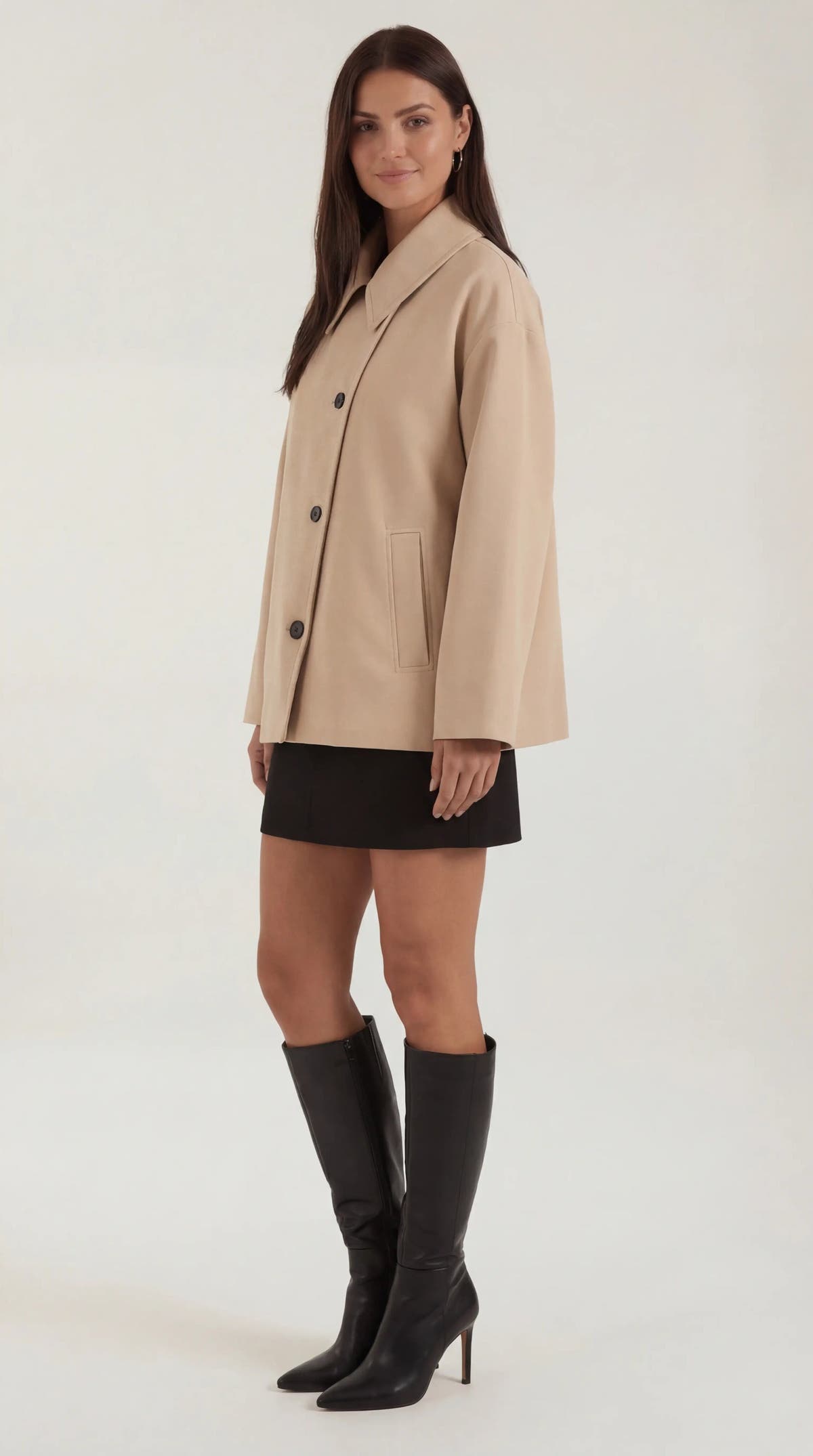 Mantel in Oversized-Schnitt mit asymmetrischer Knopfleiste für Damen