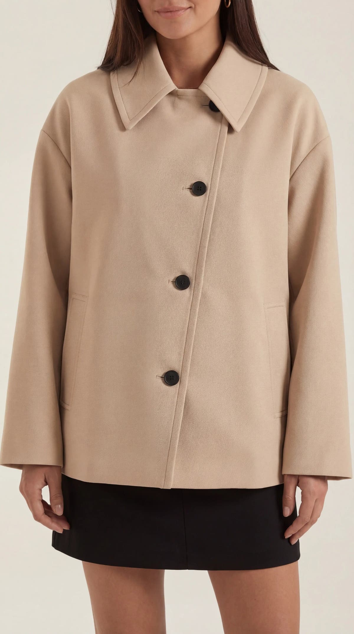 Mantel in Oversized-Schnitt mit asymmetrischer Knopfleiste für Damen