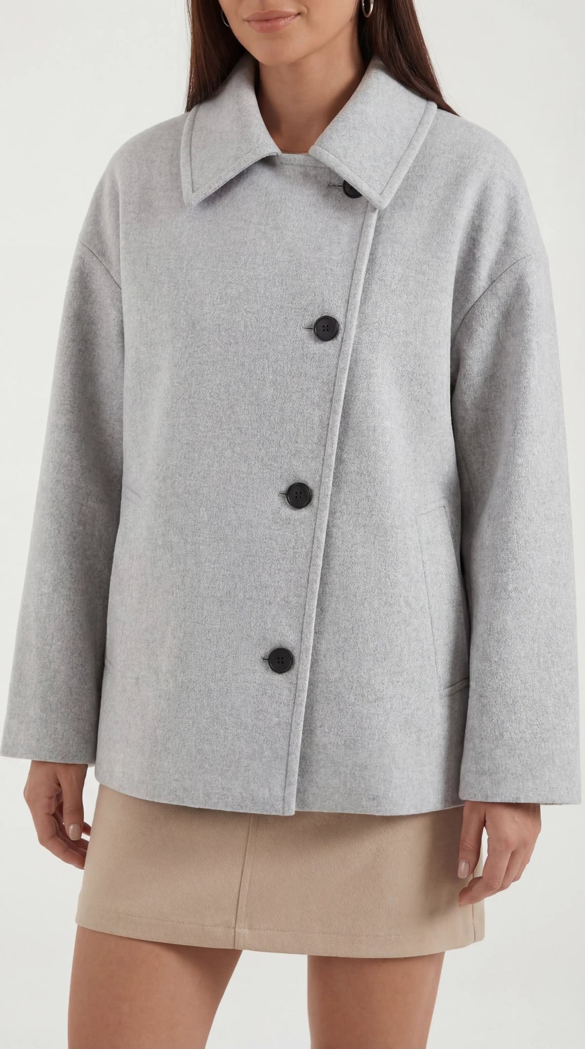 Mantel in Oversized-Schnitt mit asymmetrischer Knopfleiste für Damen