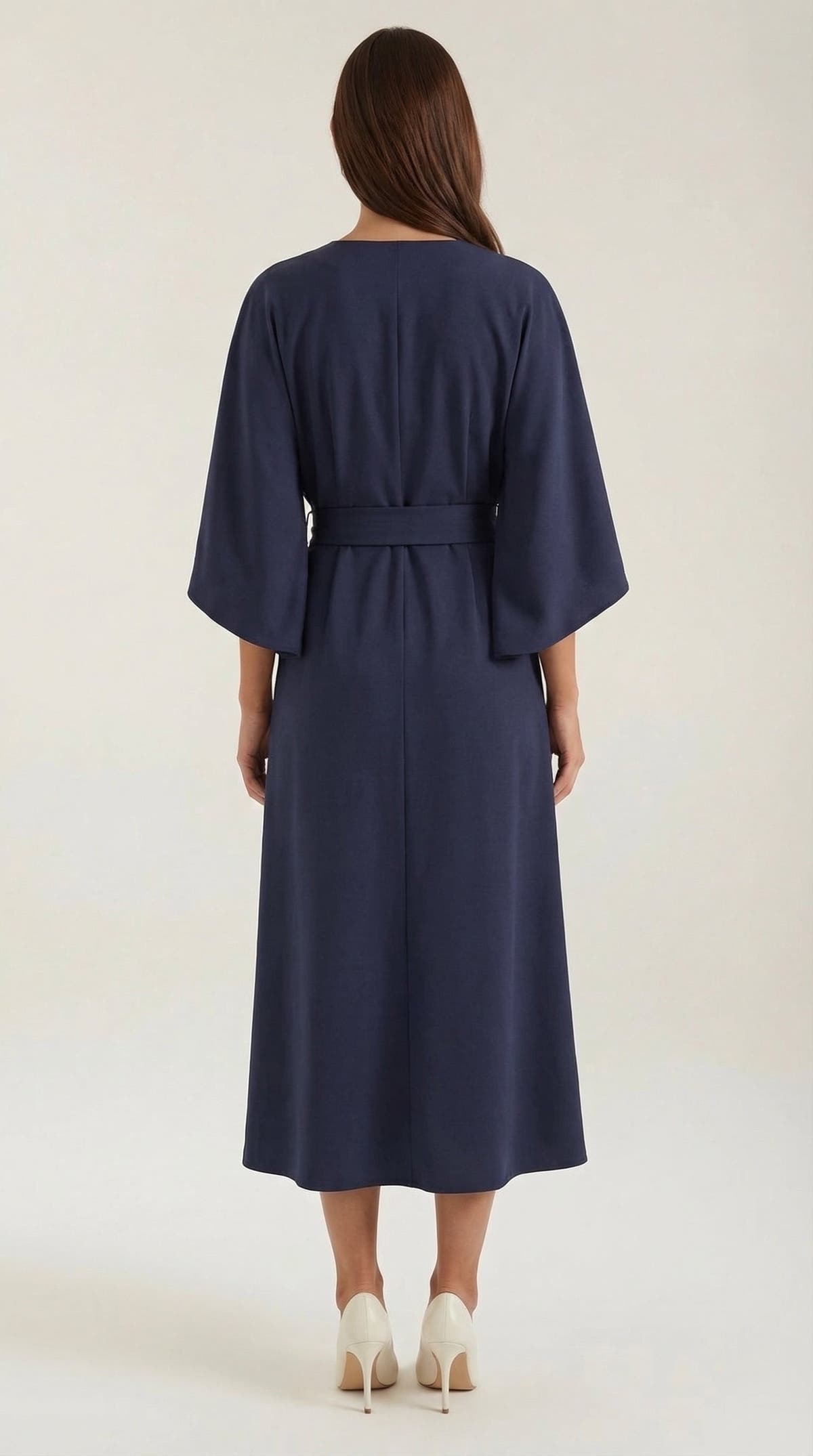 Wickelkleid mit Glockenärmeln und Gürtel in Midilänge für Damen