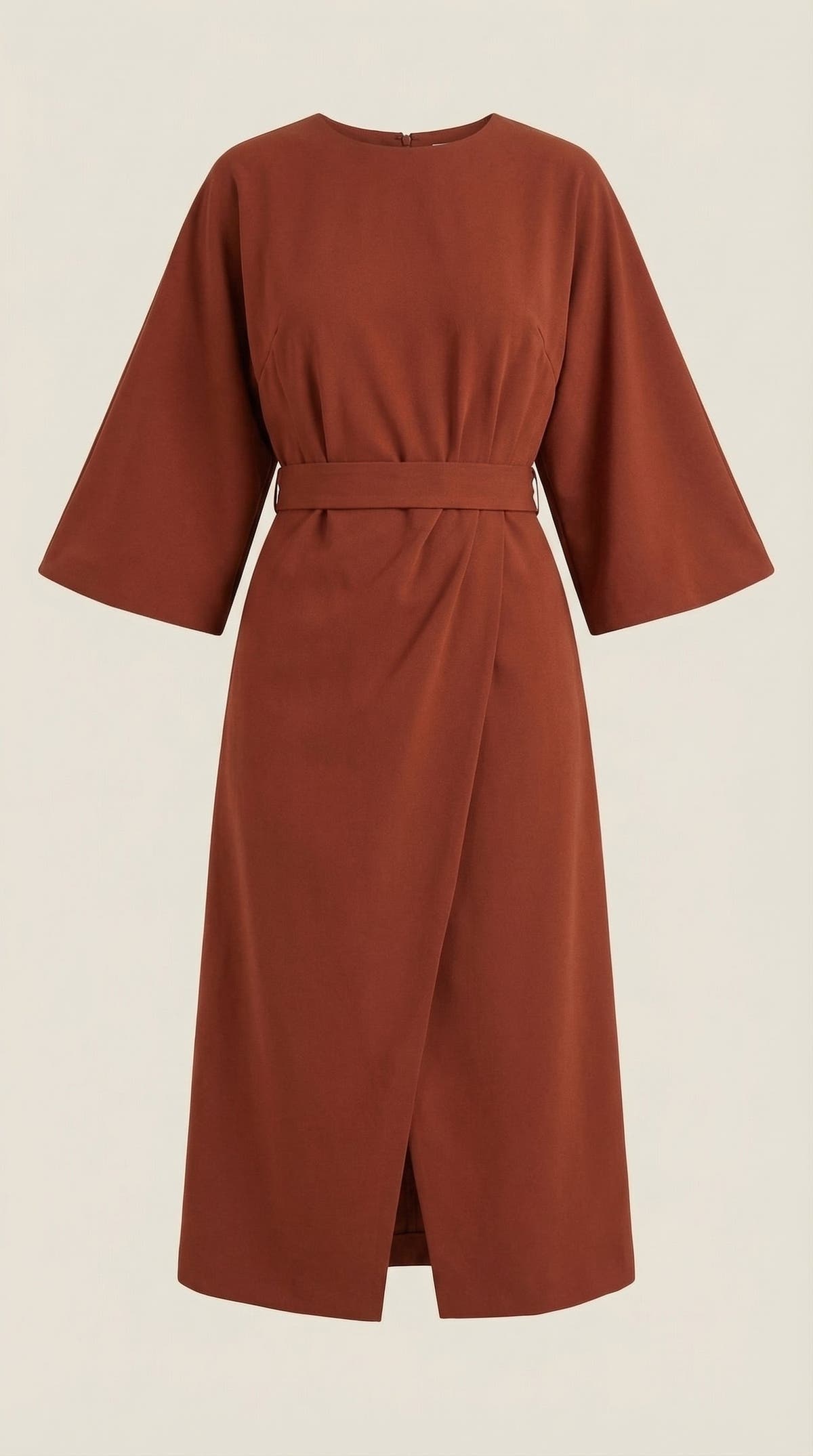 Wickelkleid mit Glockenärmeln und Gürtel in Midilänge für Damen