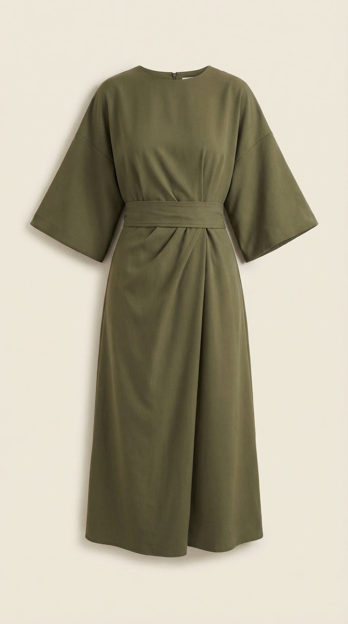 Wickelkleid mit Glockenärmeln und Gürtel in Midilänge für Damen