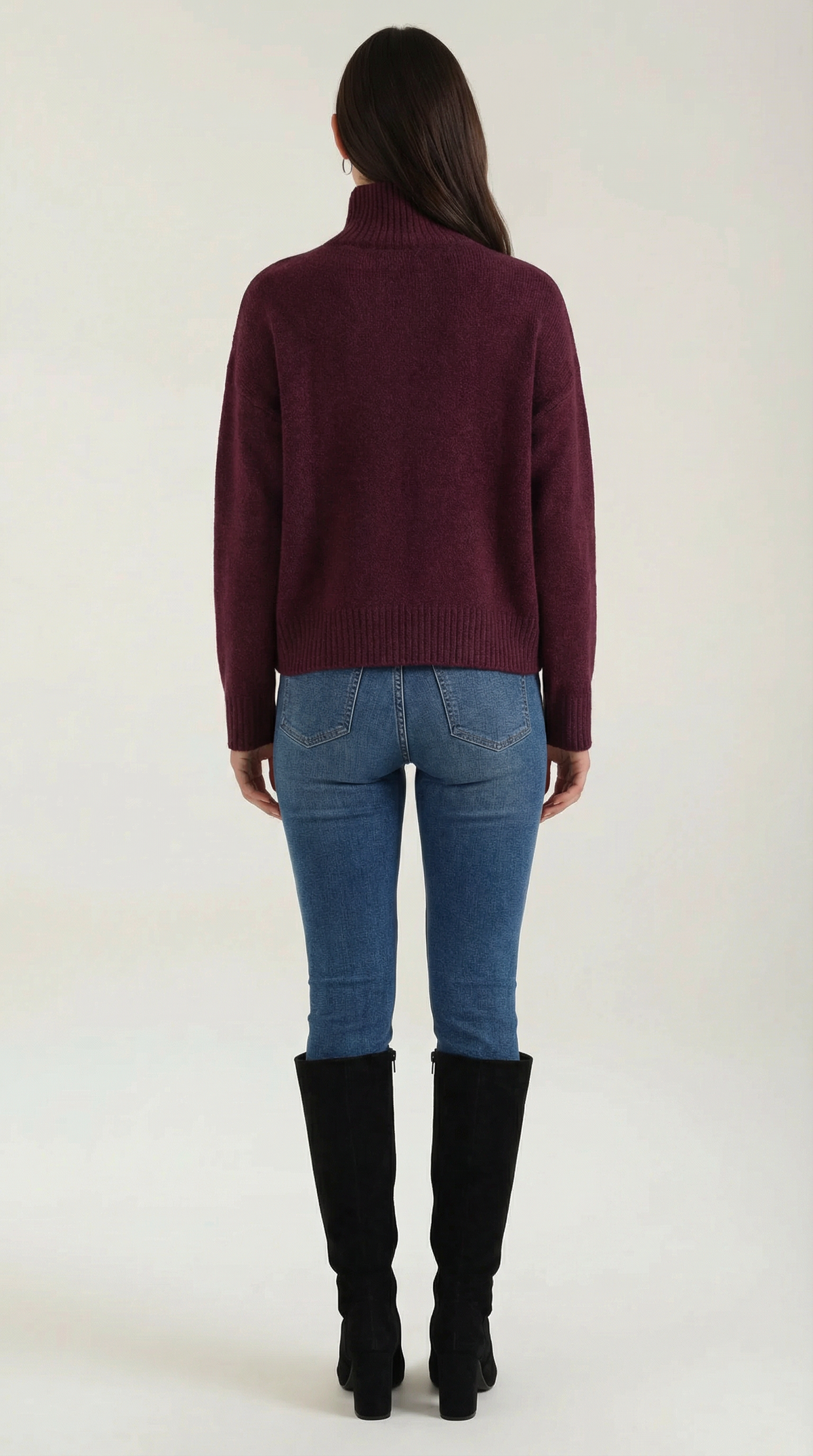 Rollkragenpullover aus Strick mit Rippbündchen für Damen