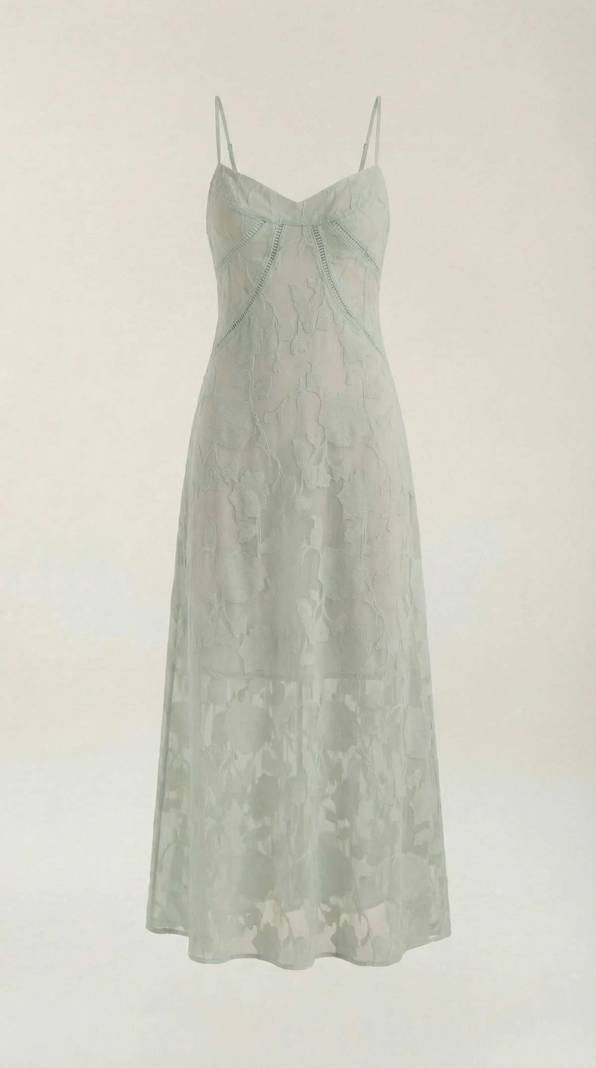 Langes Kleid mit Blumenspitze und Herzausschnitt für Damen