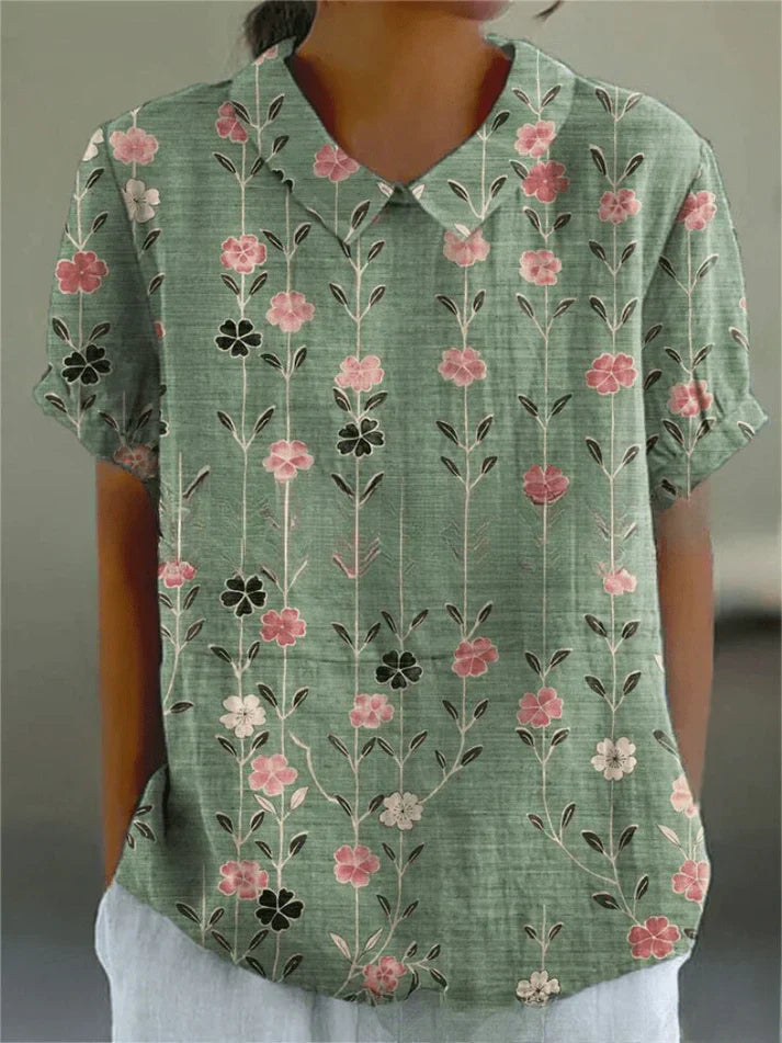 Bluse Damen atmungsaktiv, locker geschnitten mit Blumendruck