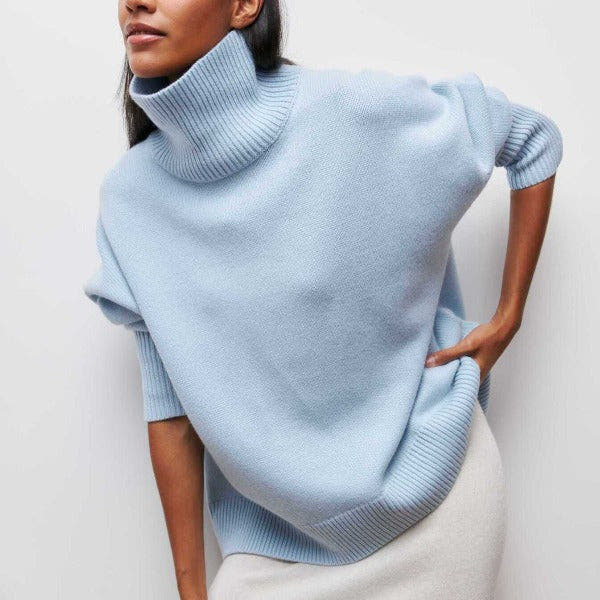 Pullover mit hohem Halsausschnitt und schlichtem Schnitt
