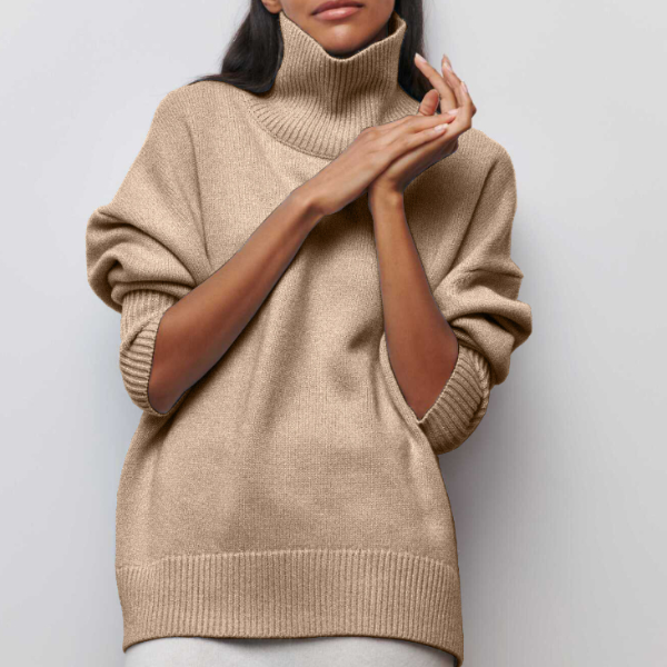 Pullover mit hohem Halsausschnitt und schlichtem Schnitt