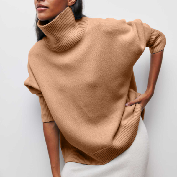Pullover mit hohem Halsausschnitt und schlichtem Schnitt