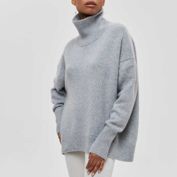 Pullover mit hohem Halsausschnitt und schlichtem Schnitt