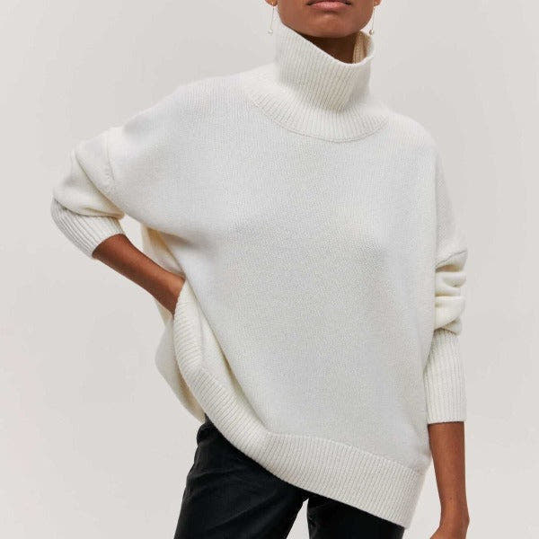 Pullover mit hohem Halsausschnitt und schlichtem Schnitt
