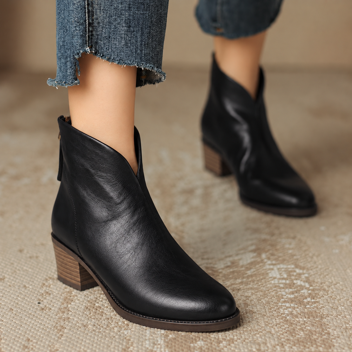 Chelsea Boots Damen mit niedrigem Absatz, knöchelhohe Stiefeletten