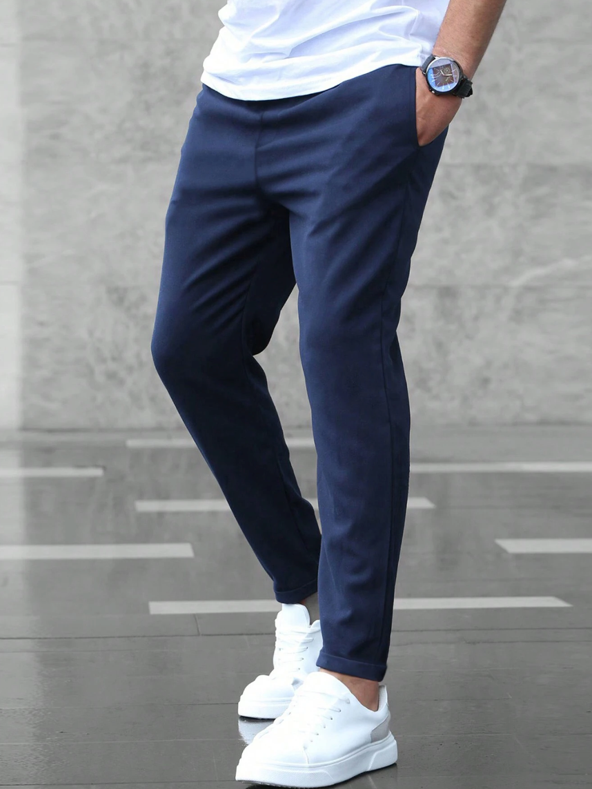 Chinohose Herren wärmend, Slim Fit mit verstellbarem Kordelzug