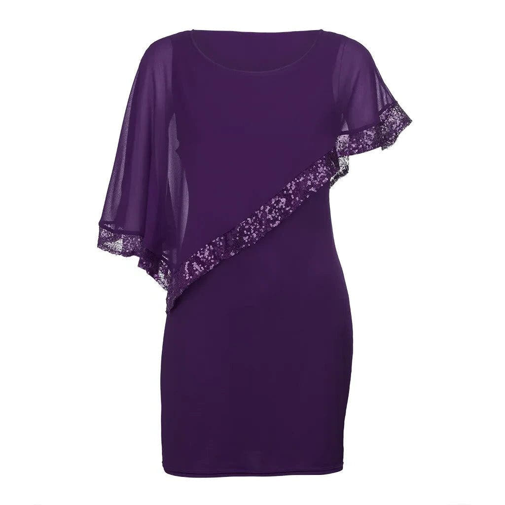 Festliches Kleid mit Cold-Shoulder und Paillettenbesatz für Damen