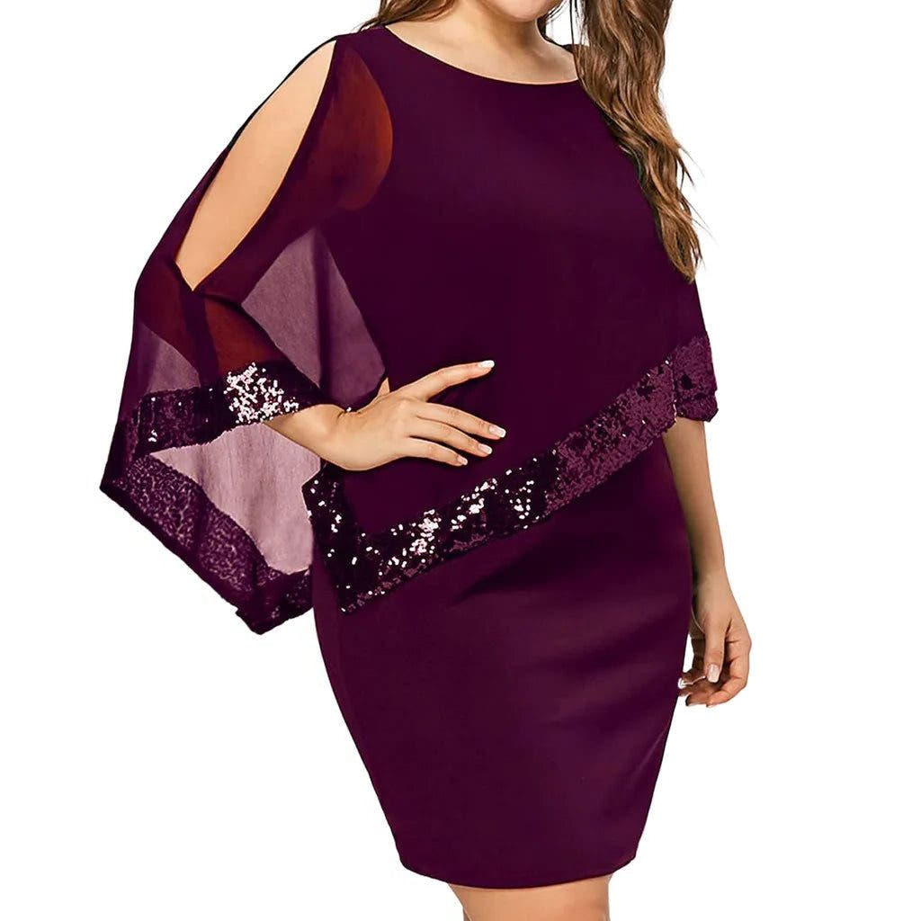 Festliches Kleid mit Cold-Shoulder und Paillettenbesatz für Damen