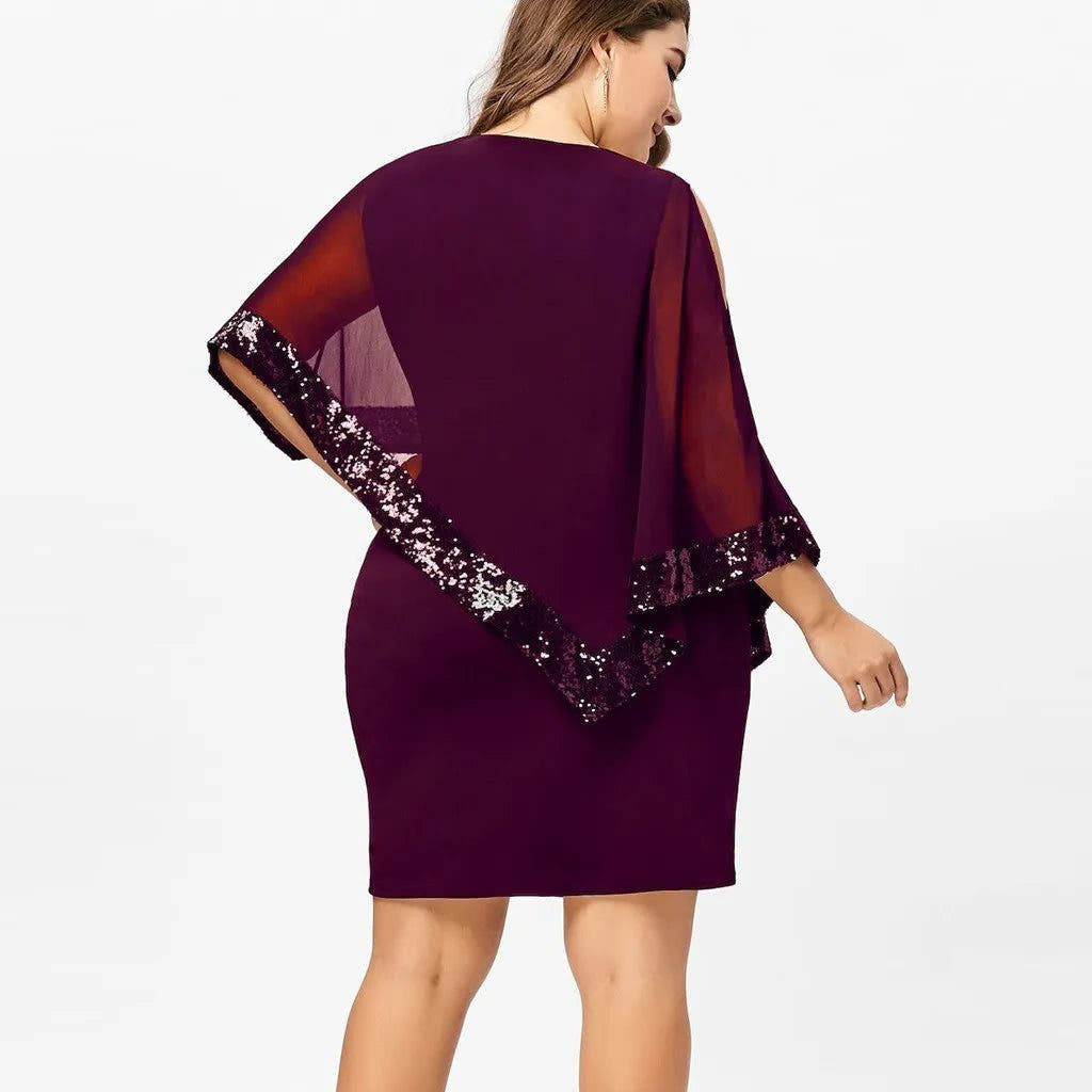 Festliches Kleid mit Cold-Shoulder und Paillettenbesatz für Damen