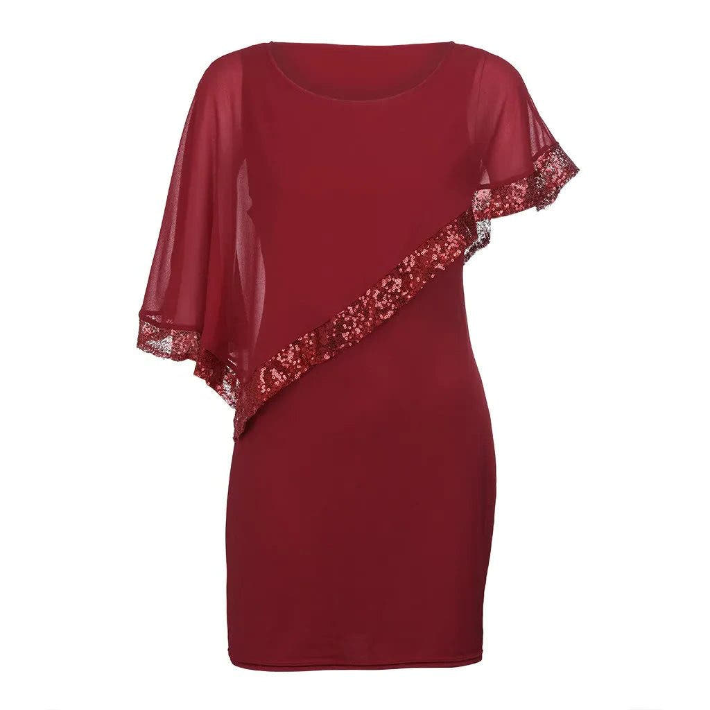 Festliches Kleid mit Cold-Shoulder und Paillettenbesatz für Damen