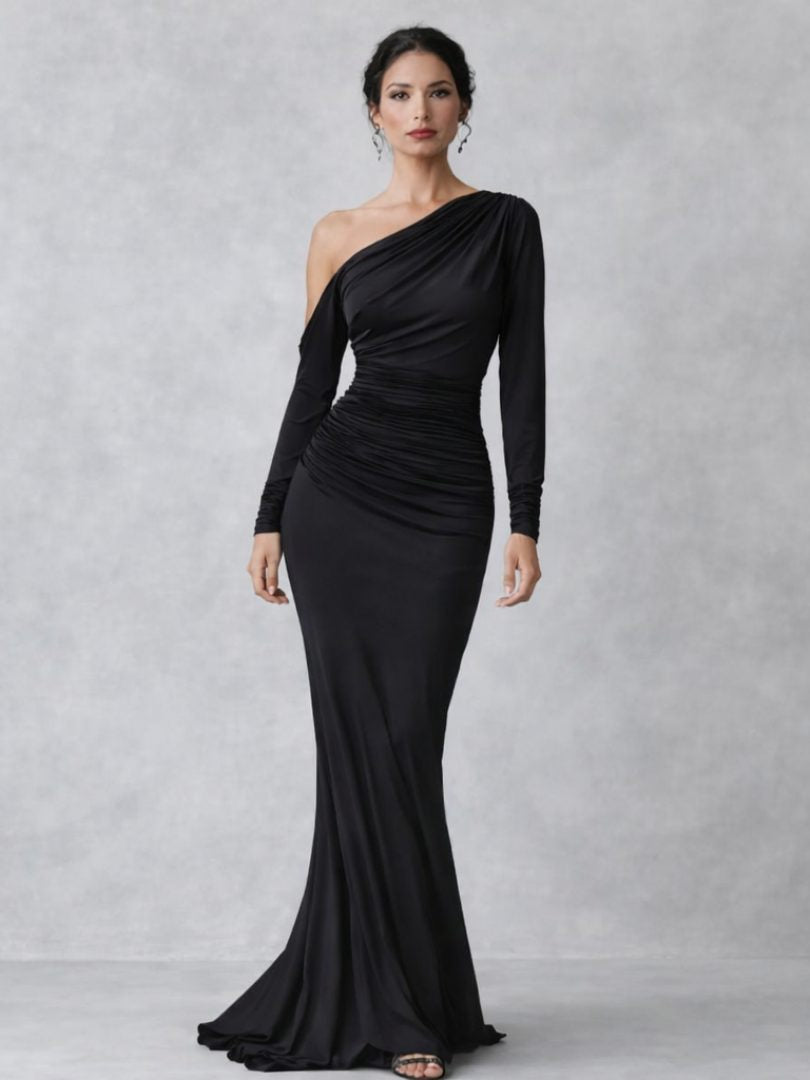 Festliches Kleid mit One-Shoulder-Ausschnitt und Raffung für Damen