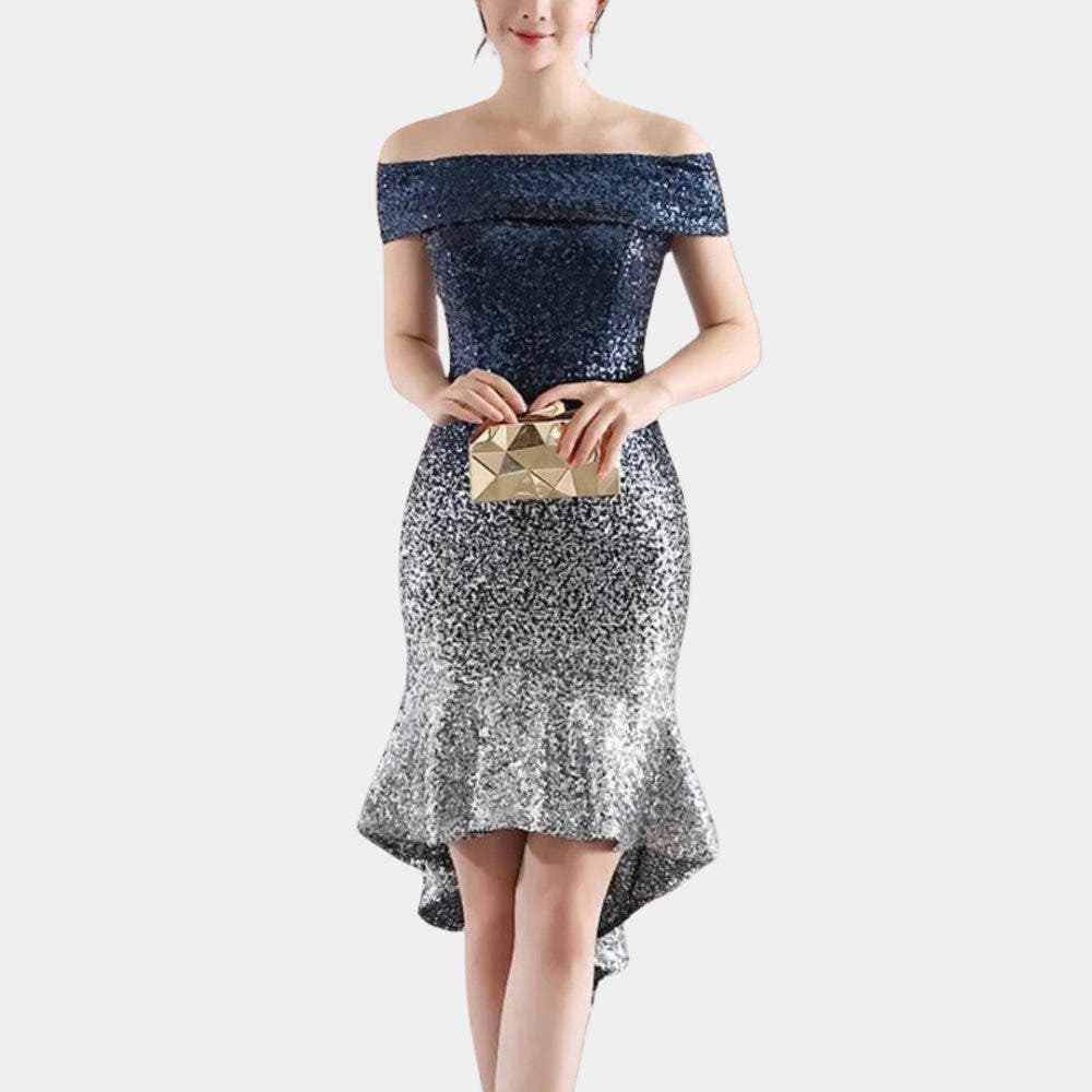 Festliches Kleid mit Pailletten und Off-Shoulder-Ausschnitt für Damen
