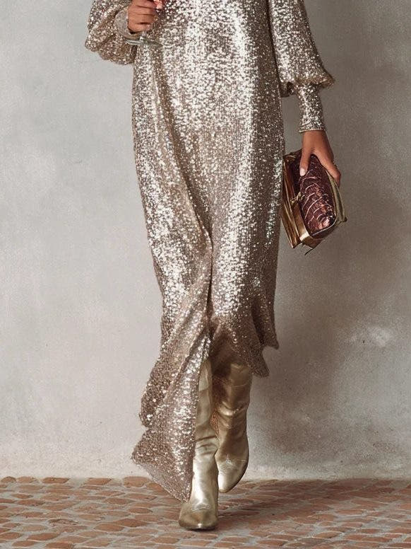 Festliches Kleid mit V-Ausschnitt und lockerem Schnitt für Damen