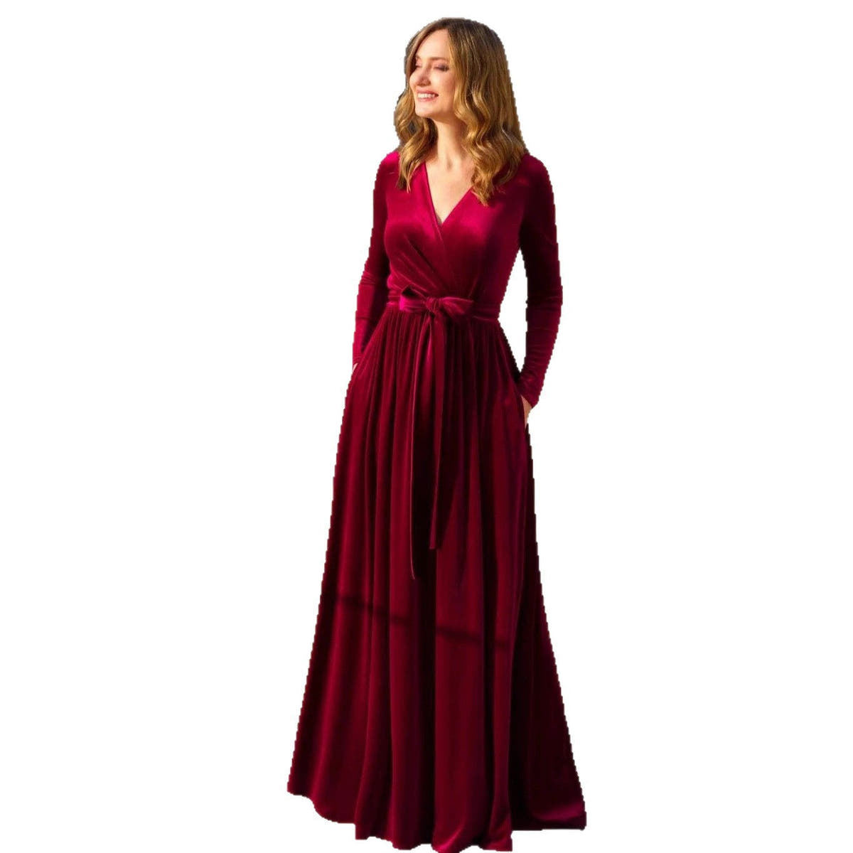 Festliches Kleid im Wickelschnitt mit V-Ausschnitt für Damen