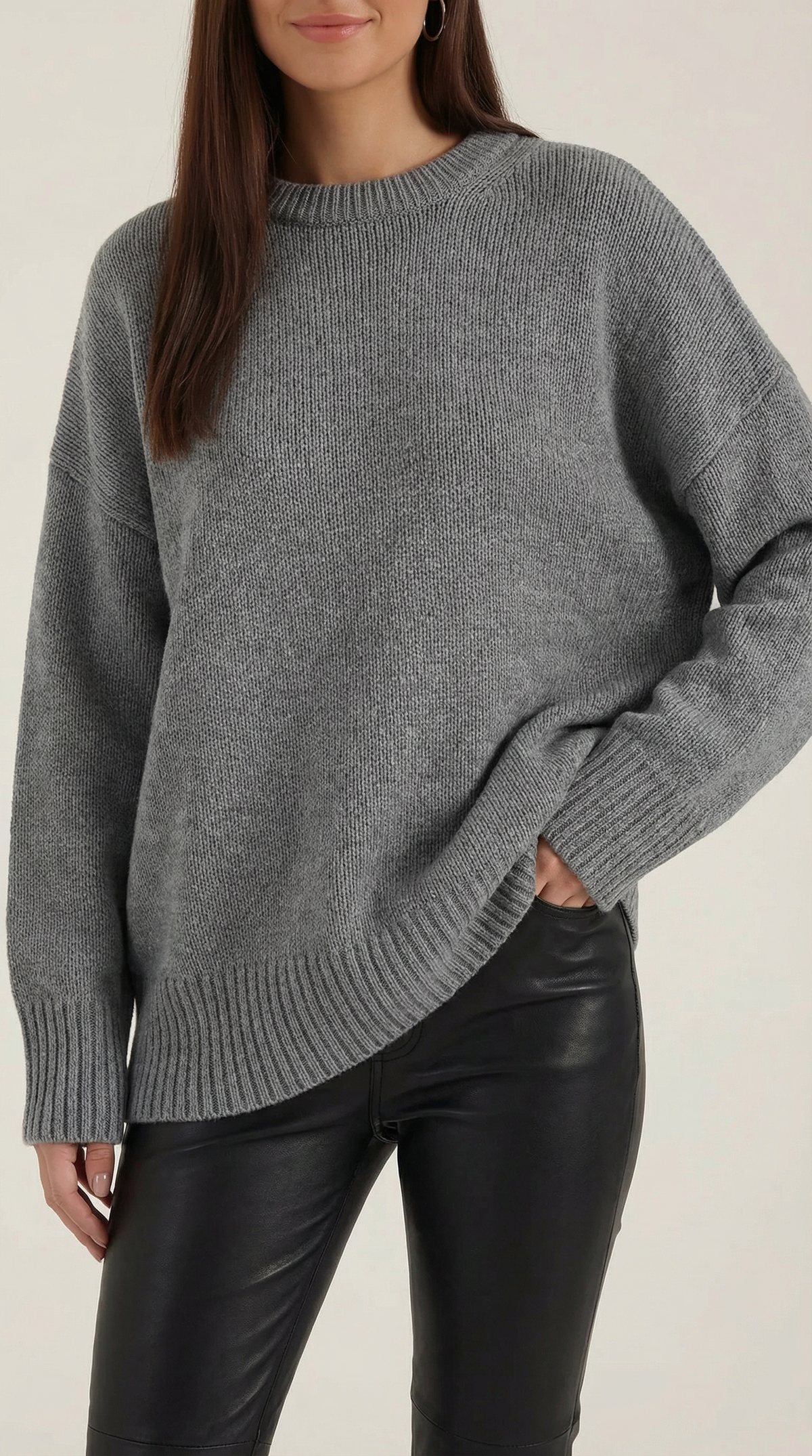 Pullover in Oversize-Passform mit Rundhals und Rippensaum für Damen