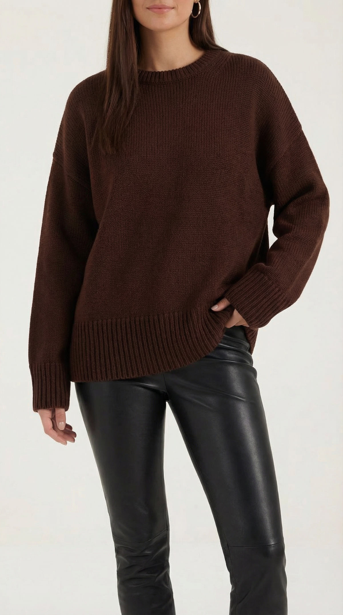 Pullover in Oversize-Passform mit Rundhals und Rippensaum für Damen