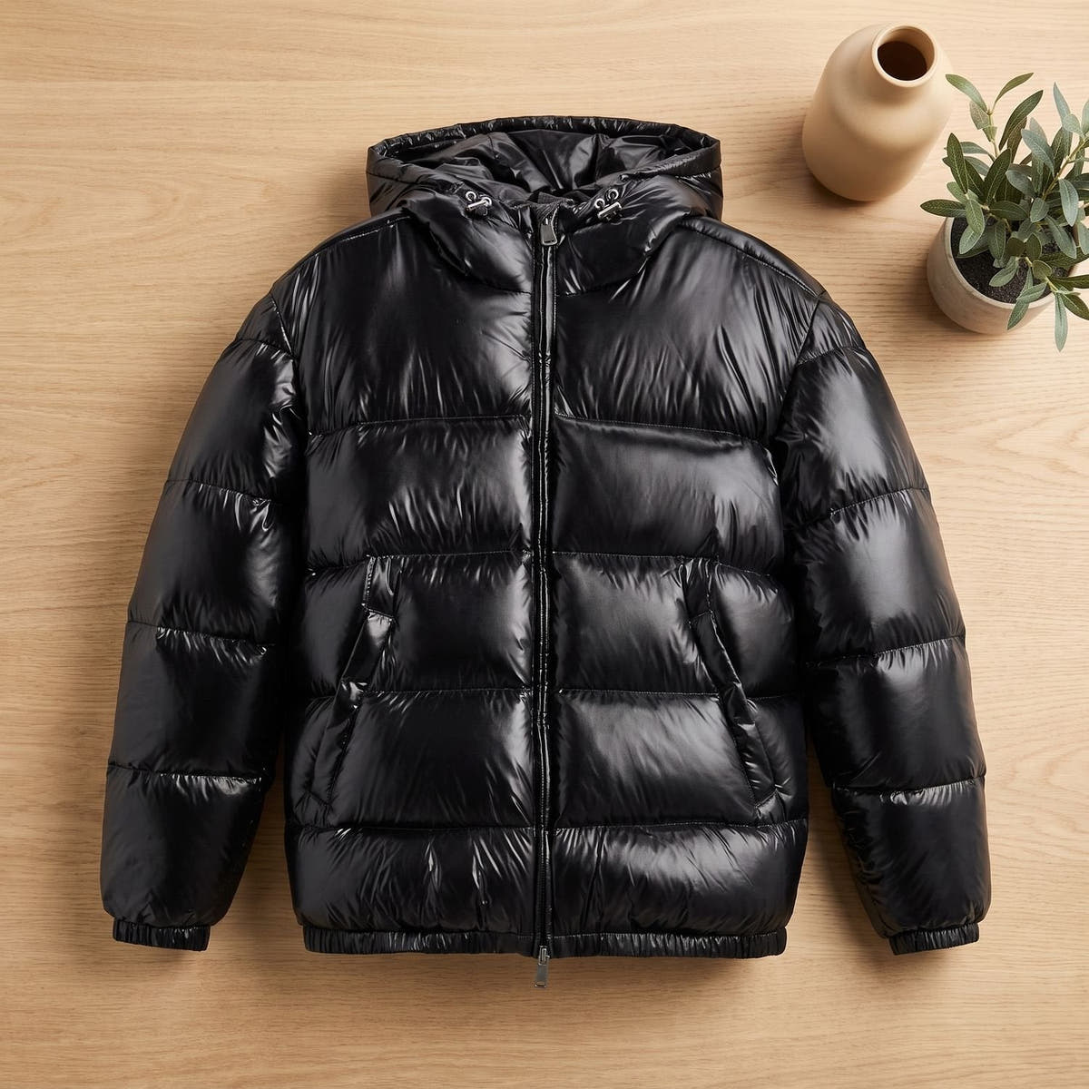 Daunenjacke Herren wasserabweisend mit Kapuze, gesteppte Winterjacke