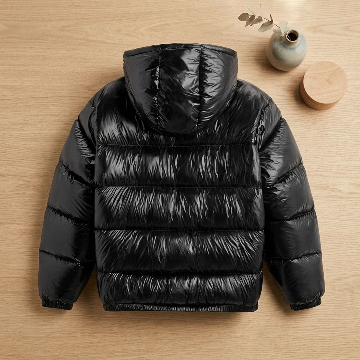 Daunenjacke Herren wasserabweisend mit Kapuze, gesteppte Winterjacke
