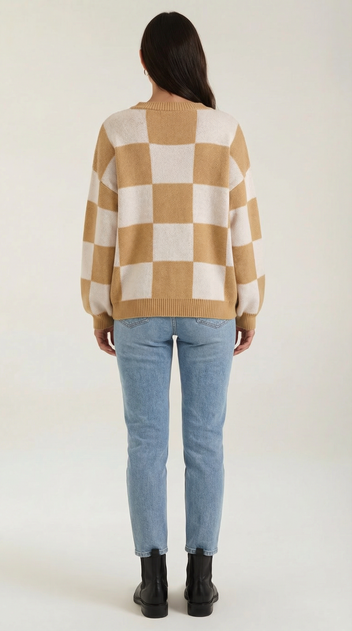 Pullover mit Schachbrettmuster im Oversize-Schnitt für Damen