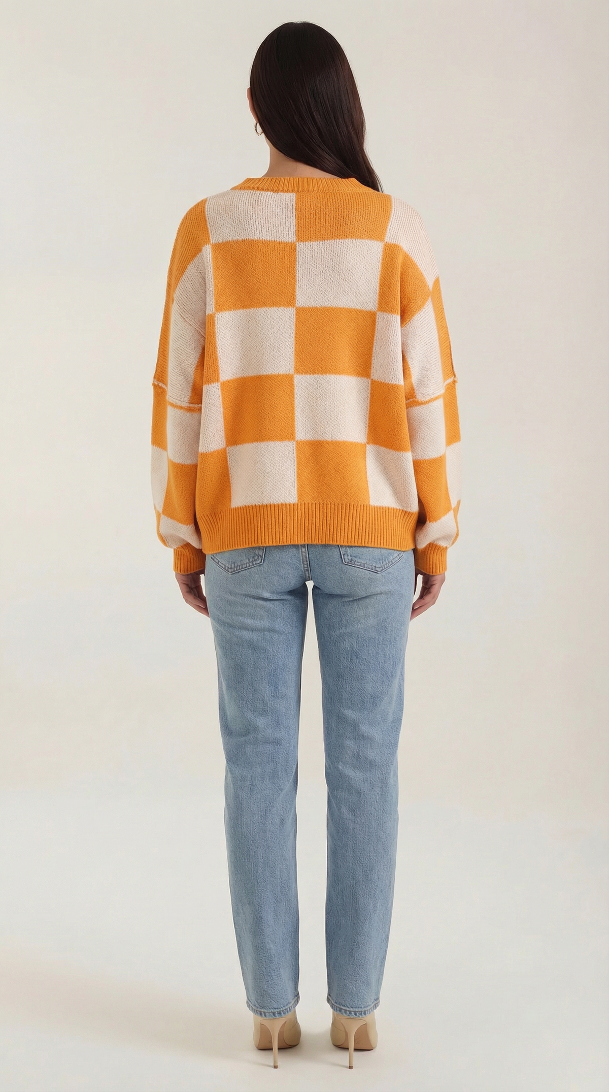 Pullover mit Schachbrettmuster im Oversize-Schnitt für Damen