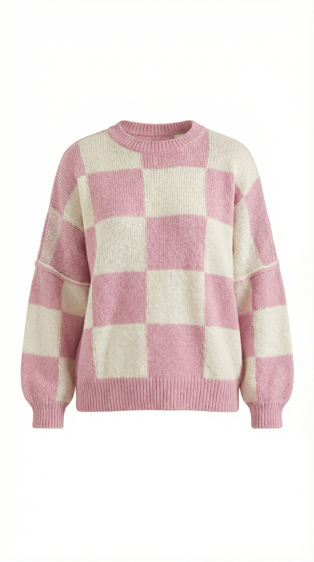 Pullover mit Schachbrettmuster im Oversize-Schnitt für Damen