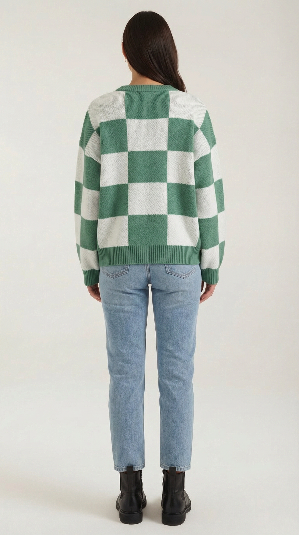 Pullover mit Schachbrettmuster im Oversize-Schnitt für Damen