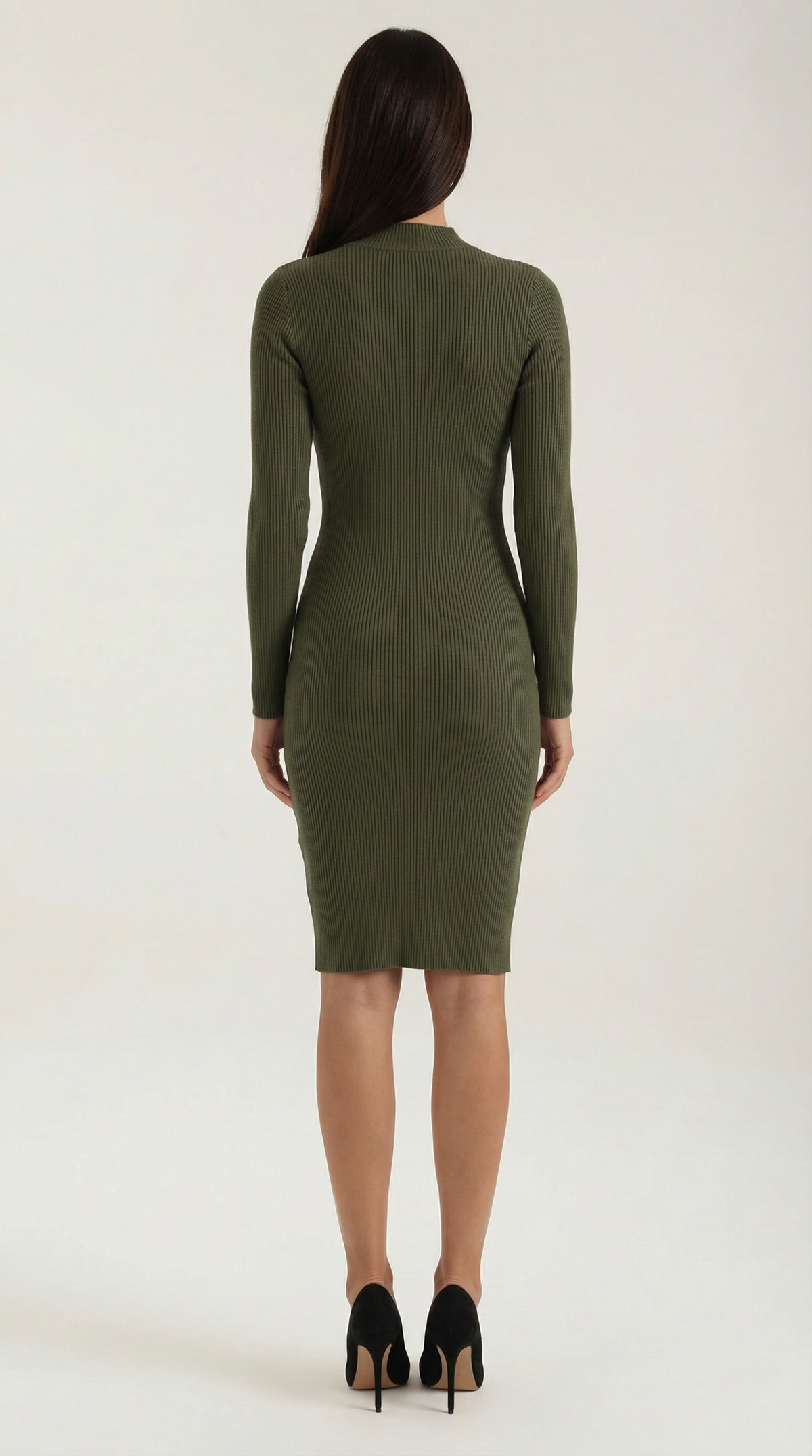 Midikleid in Rippstrick mit Seitenknöpfen und Schlitz für Damen