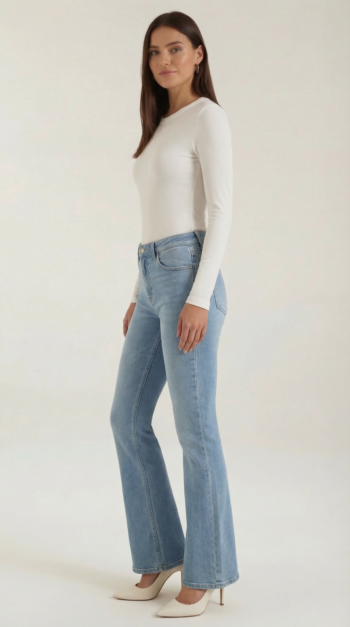 Langarmshirt mit Rundhalsausschnitt in Rippstruktur für Damen