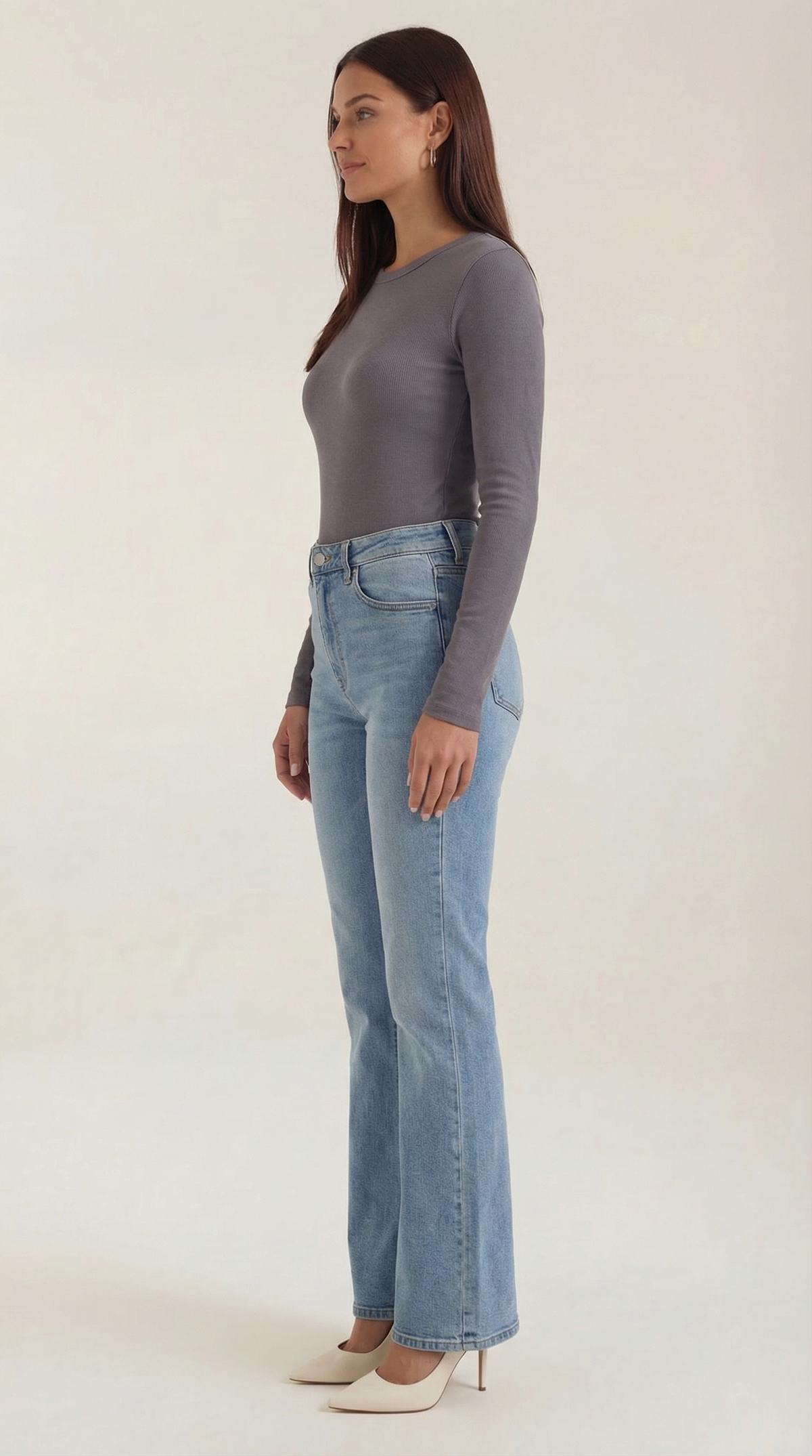Langarmshirt mit Rundhalsausschnitt in Rippstruktur für Damen