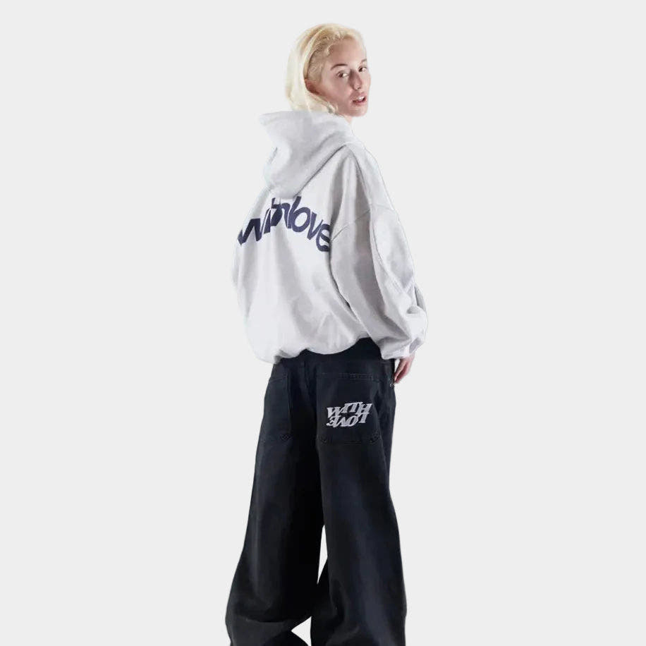 Hoodie Damen Oversize mit Rückenschriftzug und langen Ärmeln