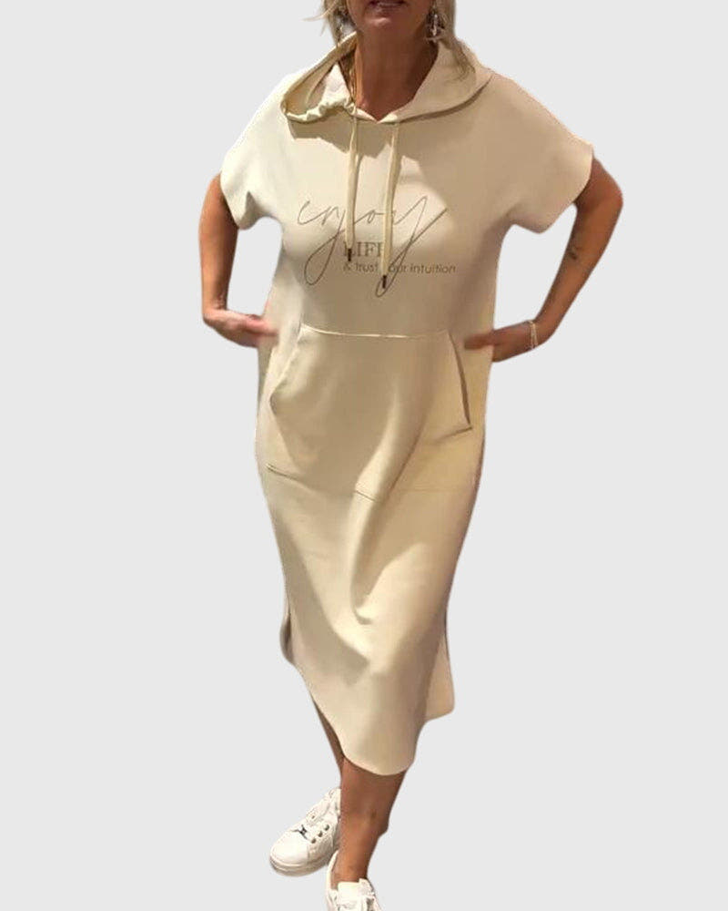 Kleid mit Kapuze und Taschen in lockerer Passform