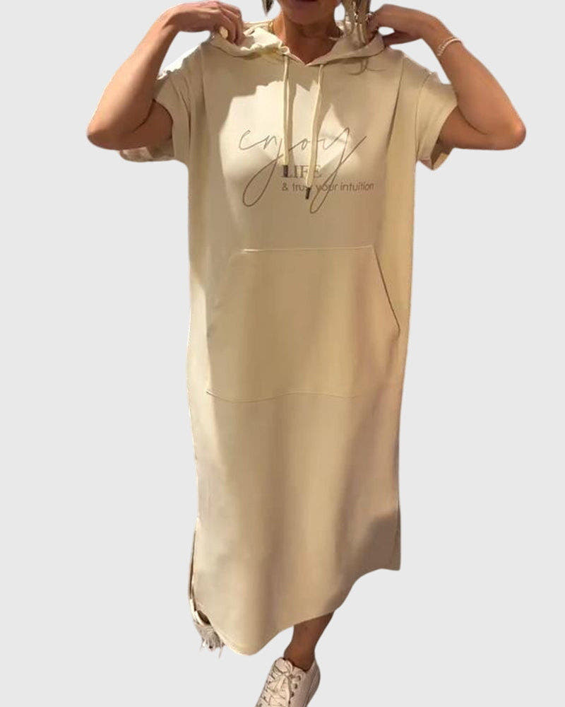 Kleid mit Kapuze und Taschen in lockerer Passform