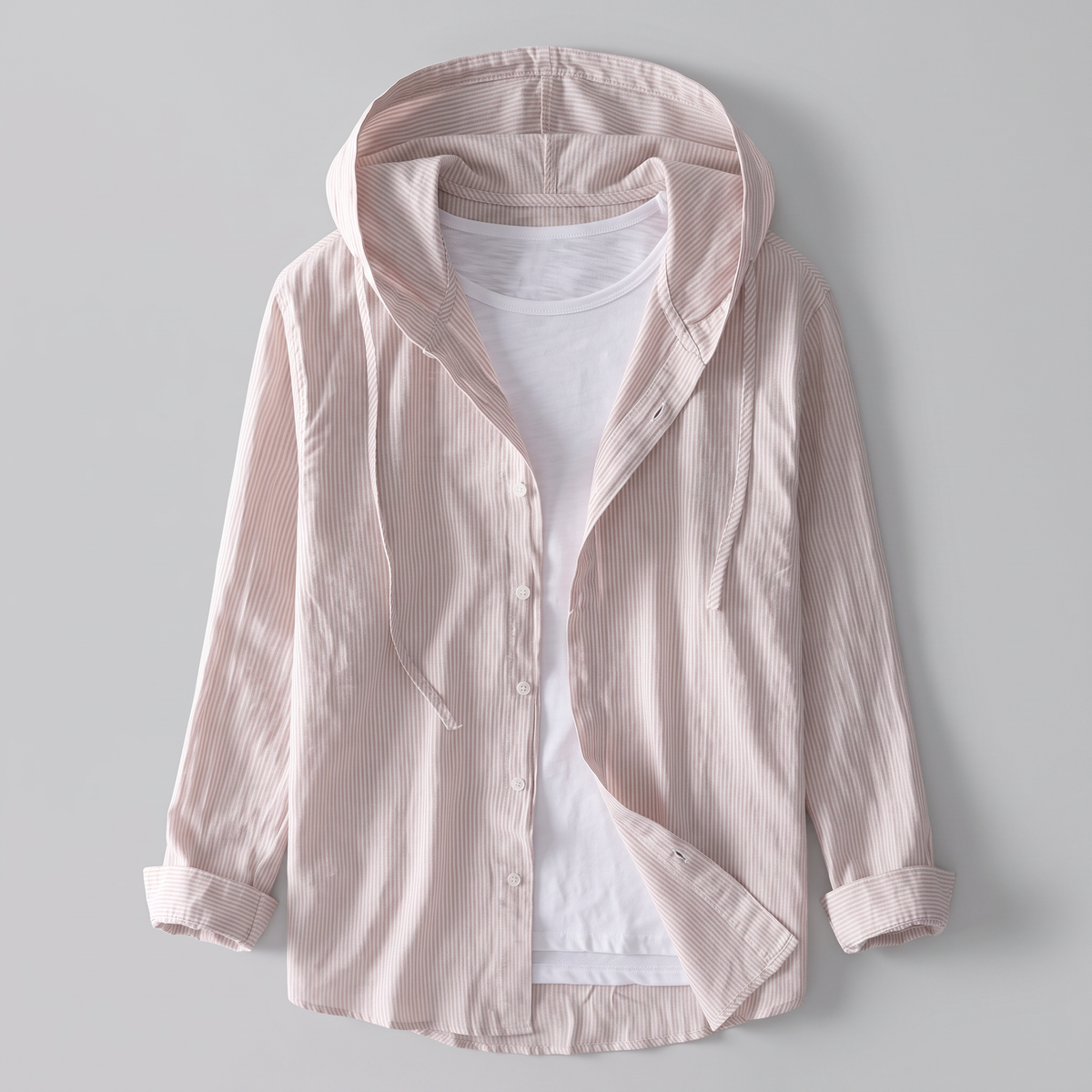Hoodie Herren aus Leinen, locker geschnitten mit Knopfleiste