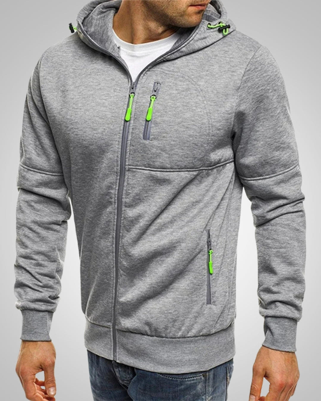 Hoodie Herren locker geschnitten mit Reissverschluss und Taschen