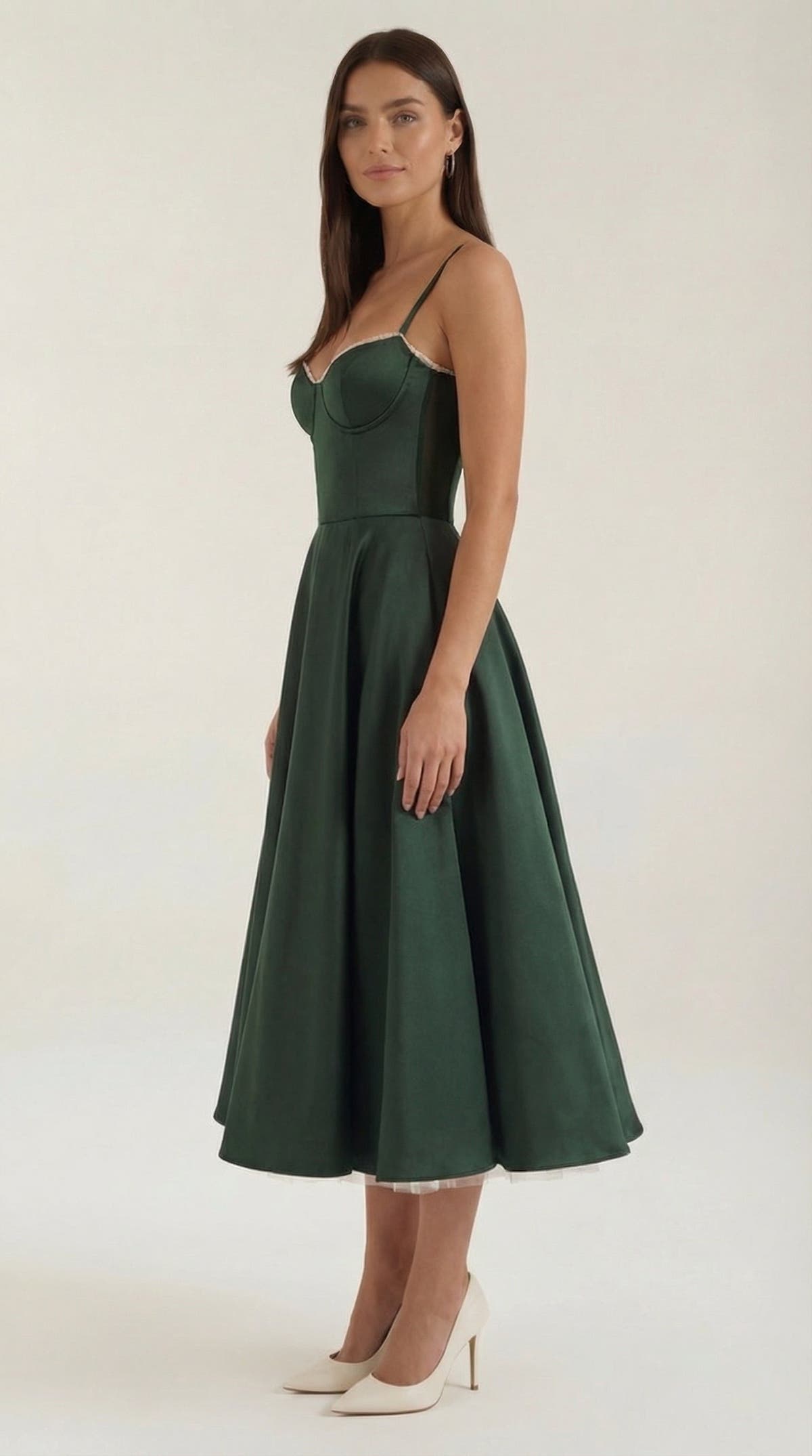 Midikleid mit Herzausschnitt, Tüllrock und Taschen für Damen