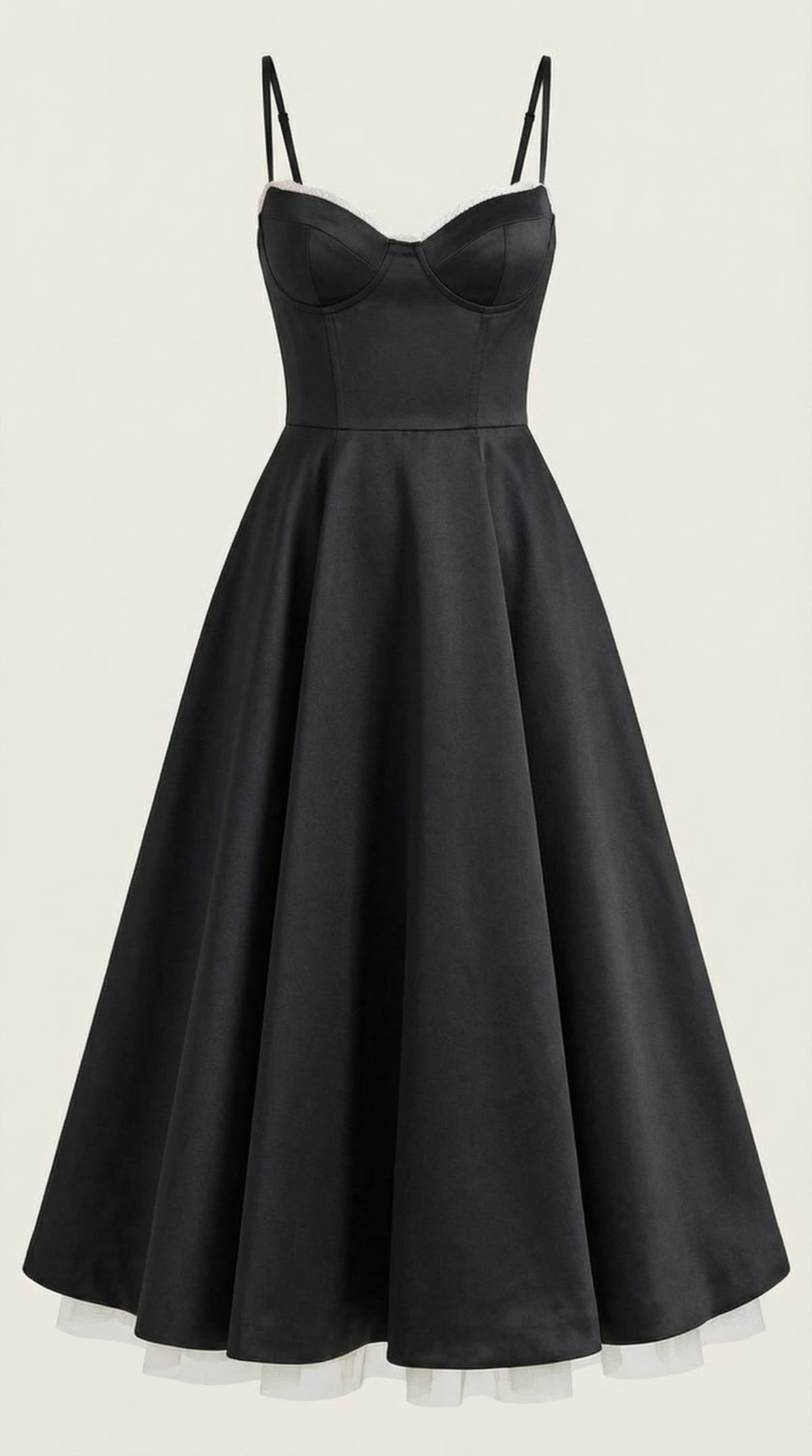 Midikleid mit Herzausschnitt, Tüllrock und Taschen für Damen