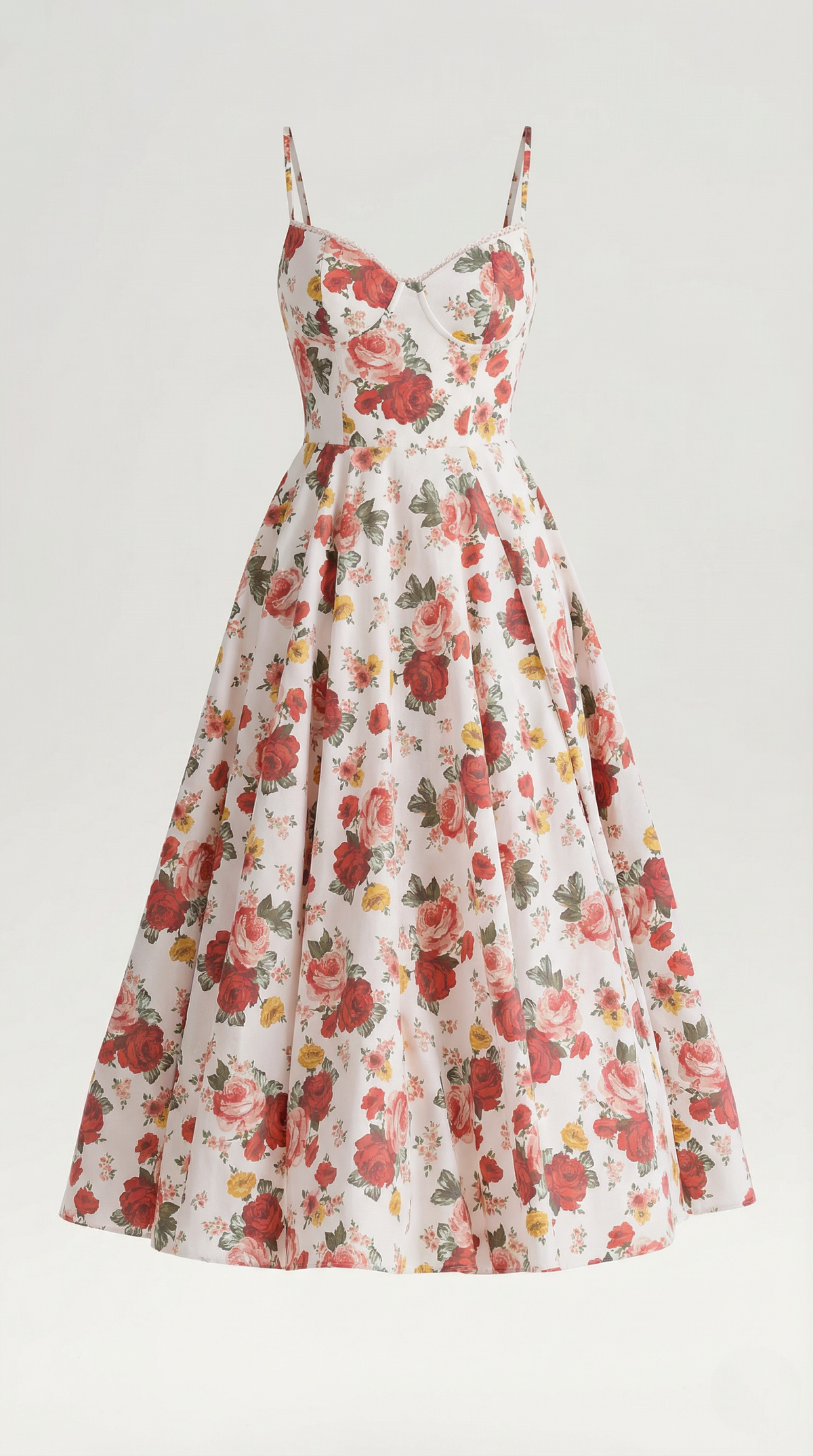 Midikleid mit Herzausschnitt, Tüllrock und Taschen für Damen