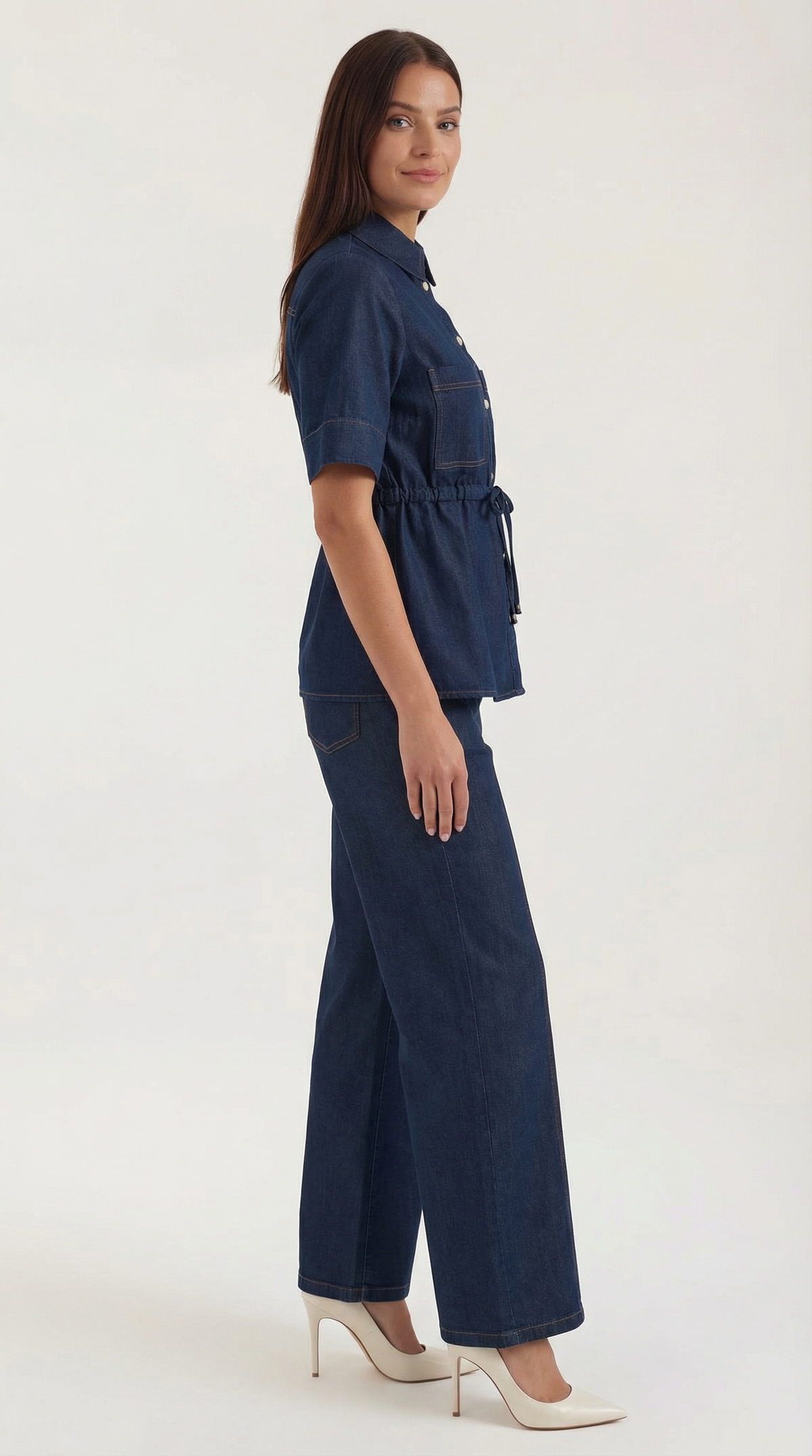 Jeans mit weitem Bein und hoher Taille für Damen