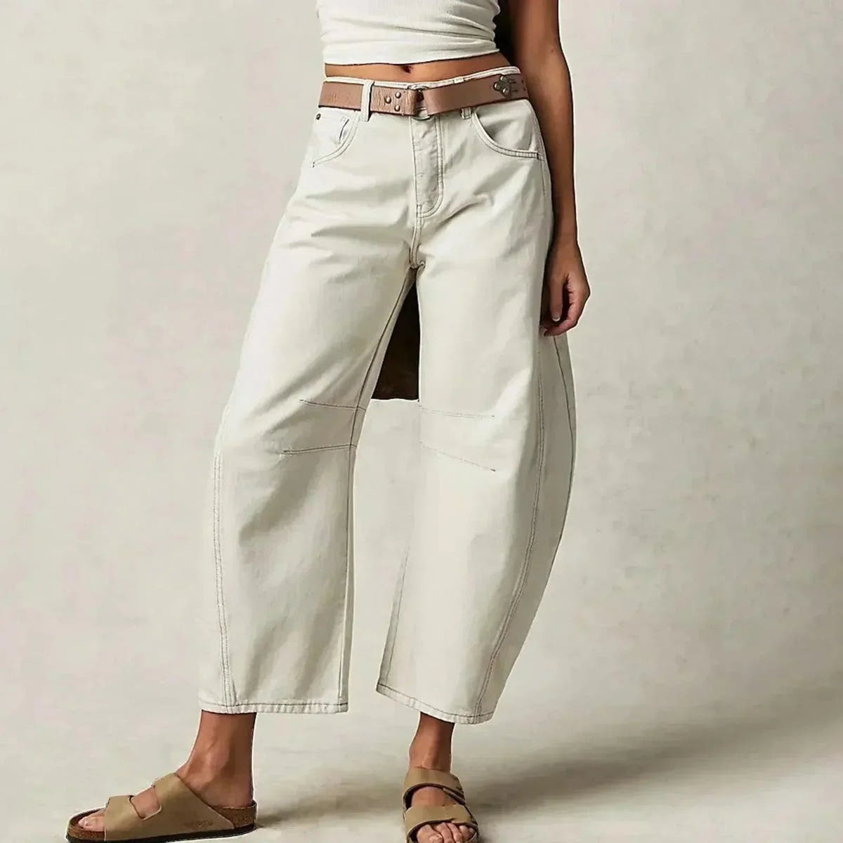 Jeans Damen mit hohem Bund, weitem Bein und lockerer Passform