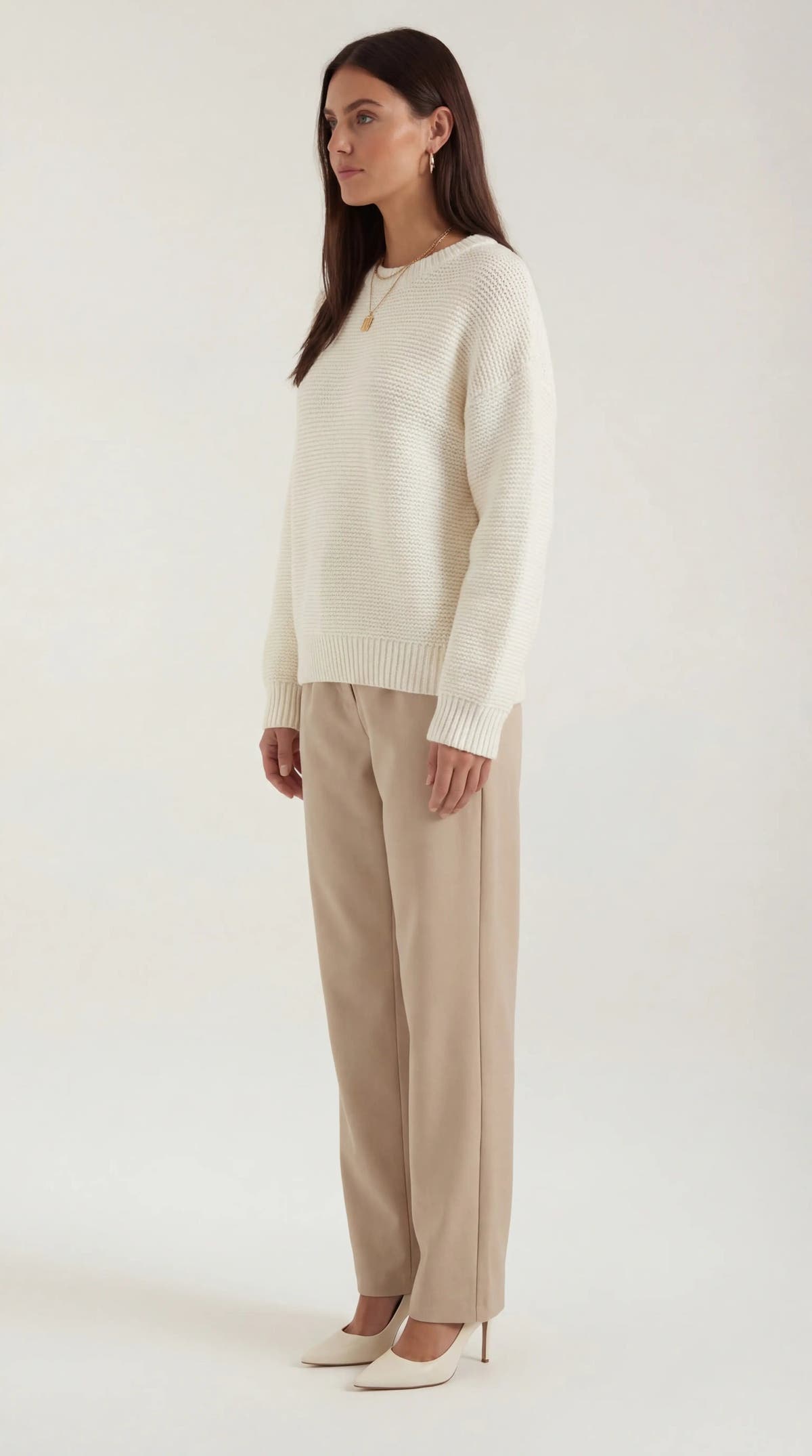 Pullover mit Rundhalsausschnitt und Rippbündchen für Damen
