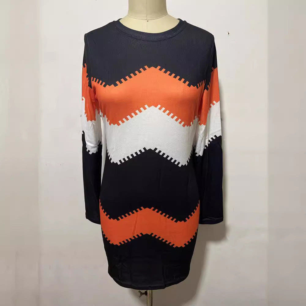 Strickkleid mit Chevronmuster und langen Ärmeln für Damen