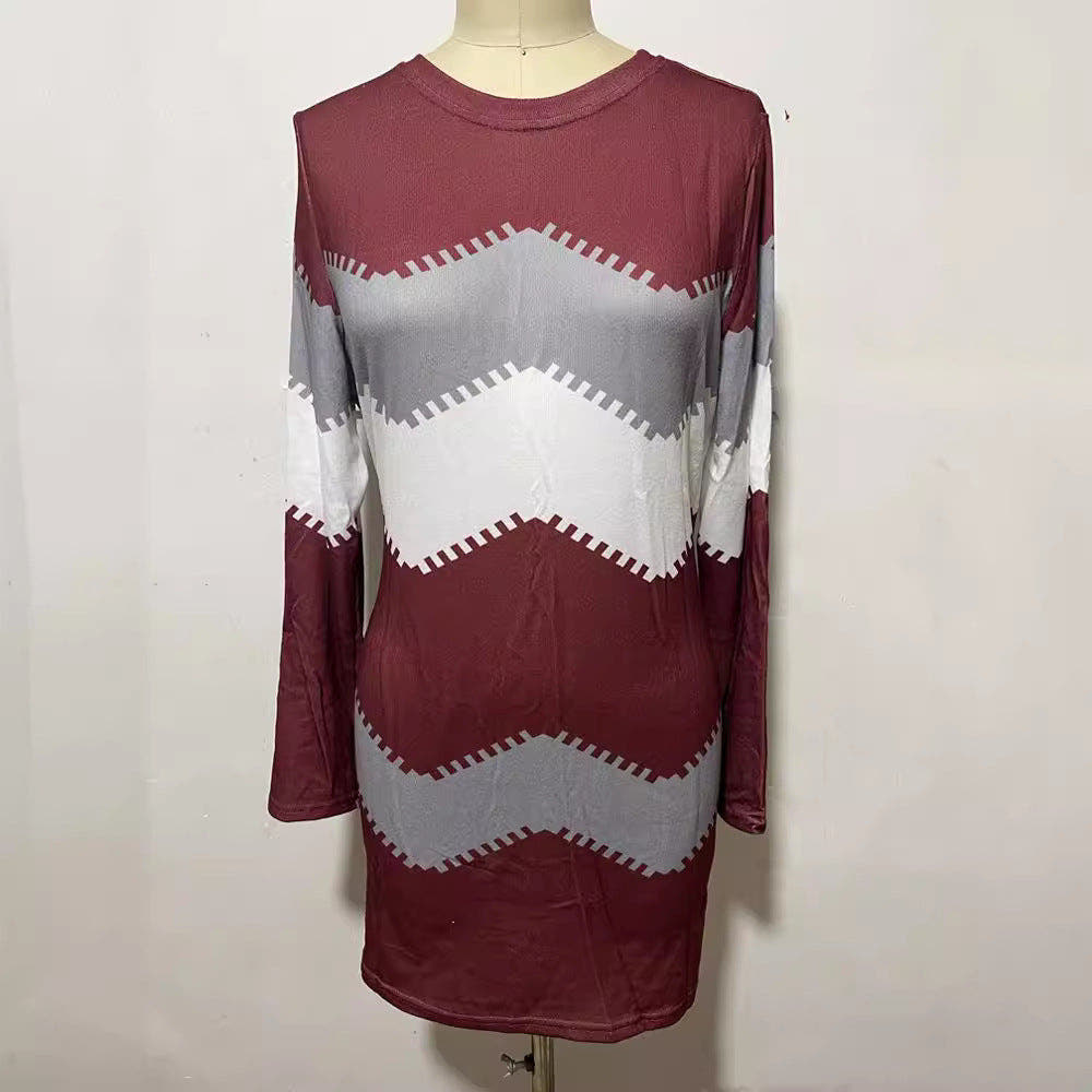 Strickkleid mit Chevronmuster und langen Ärmeln für Damen